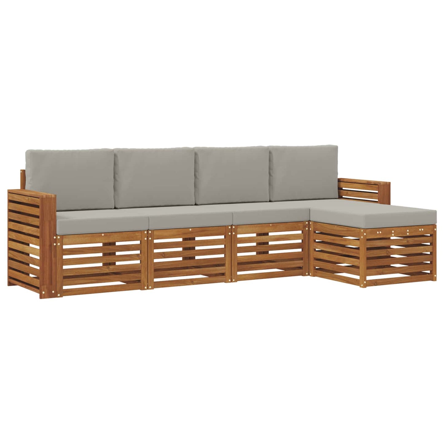 vidaXL Σειρά Καναπέ Εξωτερικού 5 pcs Φυσικό και Ανοιχτό Γκρι