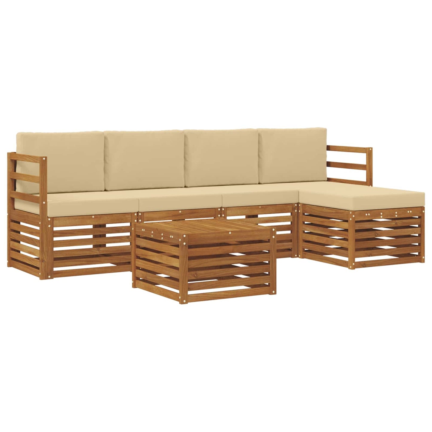 vidaXL Σειρά Καναπέ Εξωτερικού με μαξιλάρι 6 pcs Φυσικό και Μπεζ