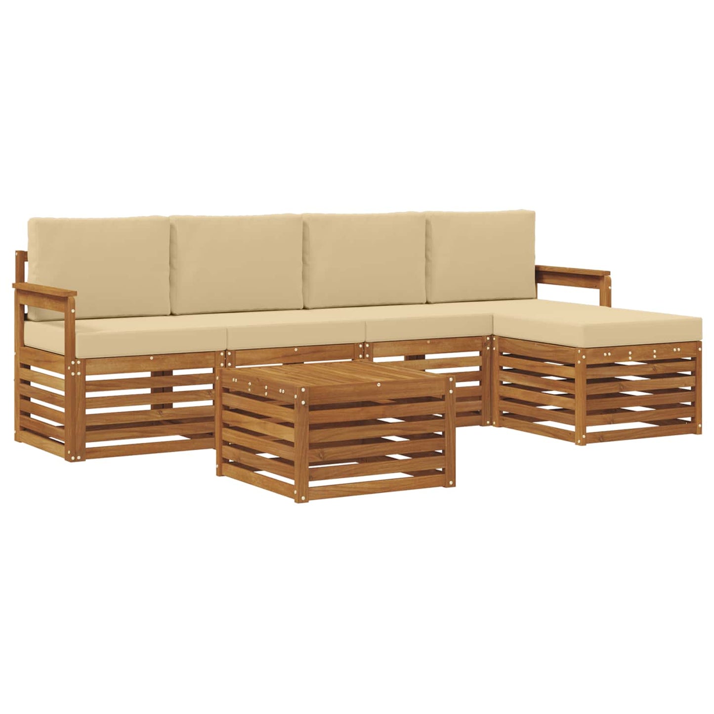 vidaXL Σειρά Καναπέ Εξωτερικού με μαξιλάρι 6 pcs Φυσικό και Μπεζ