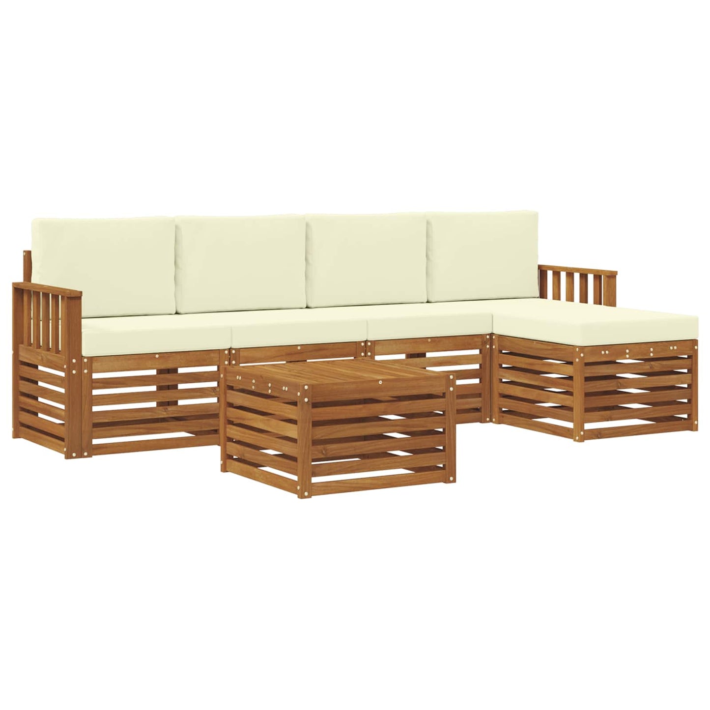 vidaXL Σειρά Καναπέ Εξωτερικού με μαξιλάρι 6 pcs Φυσικό και Κρέμα