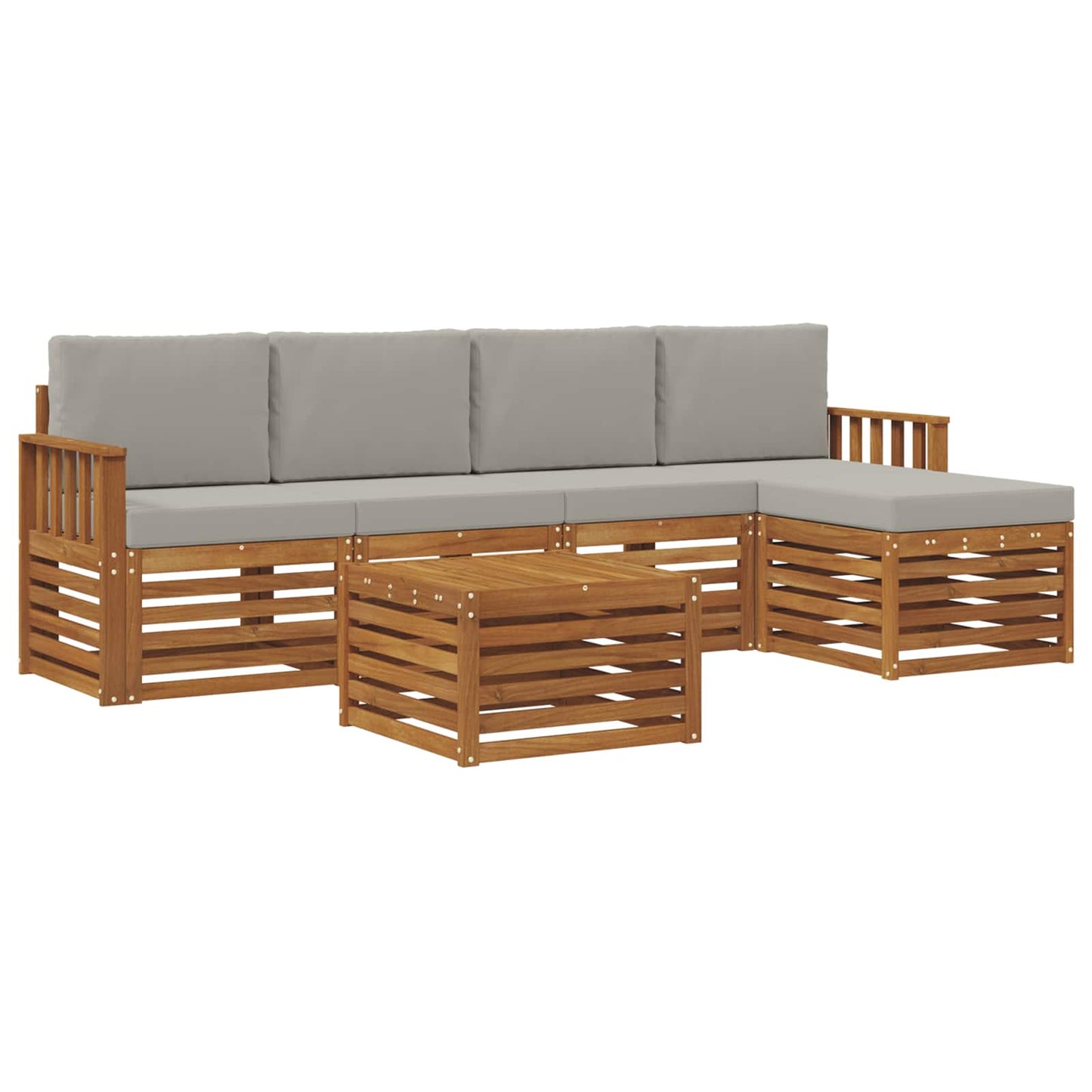 vidaXL Σειρά Καναπέ Εξωτερικού 6 pcs Φυσικό και Ανοιχτό Γκρι