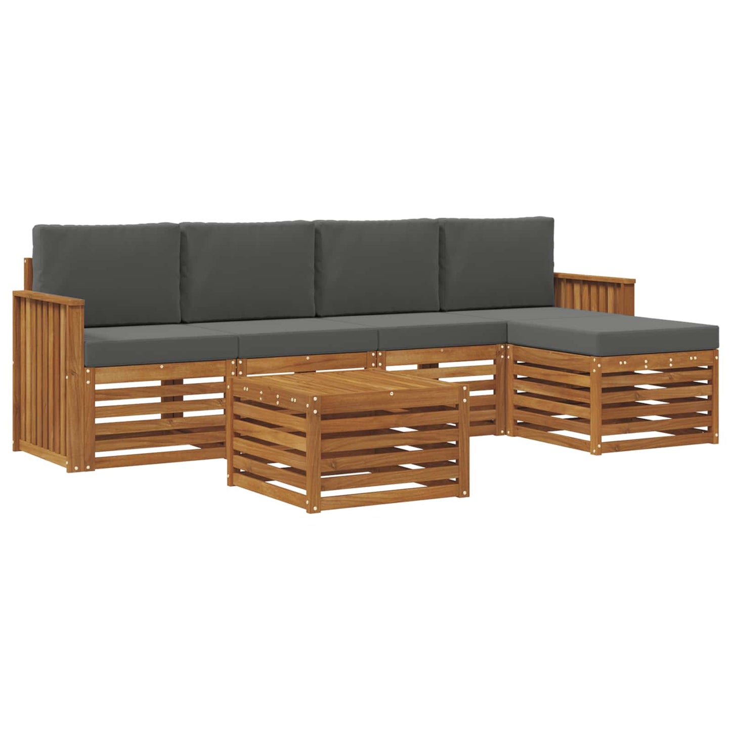 vidaXL Σειρά Καναπέ Εξωτερικού με μαξιλάρι 6 pcs Φυσικό και Ανθρακί