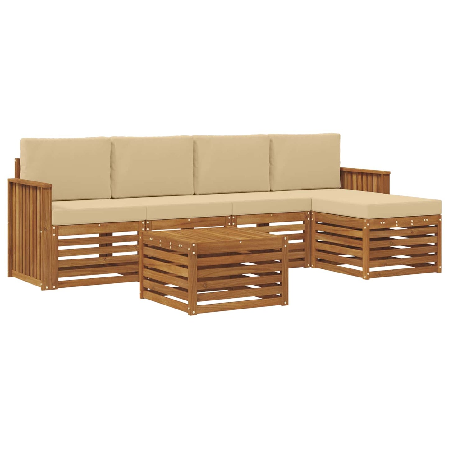 vidaXL Σειρά Καναπέ Εξωτερικού με μαξιλάρι 6 pcs Φυσικό και Μπεζ