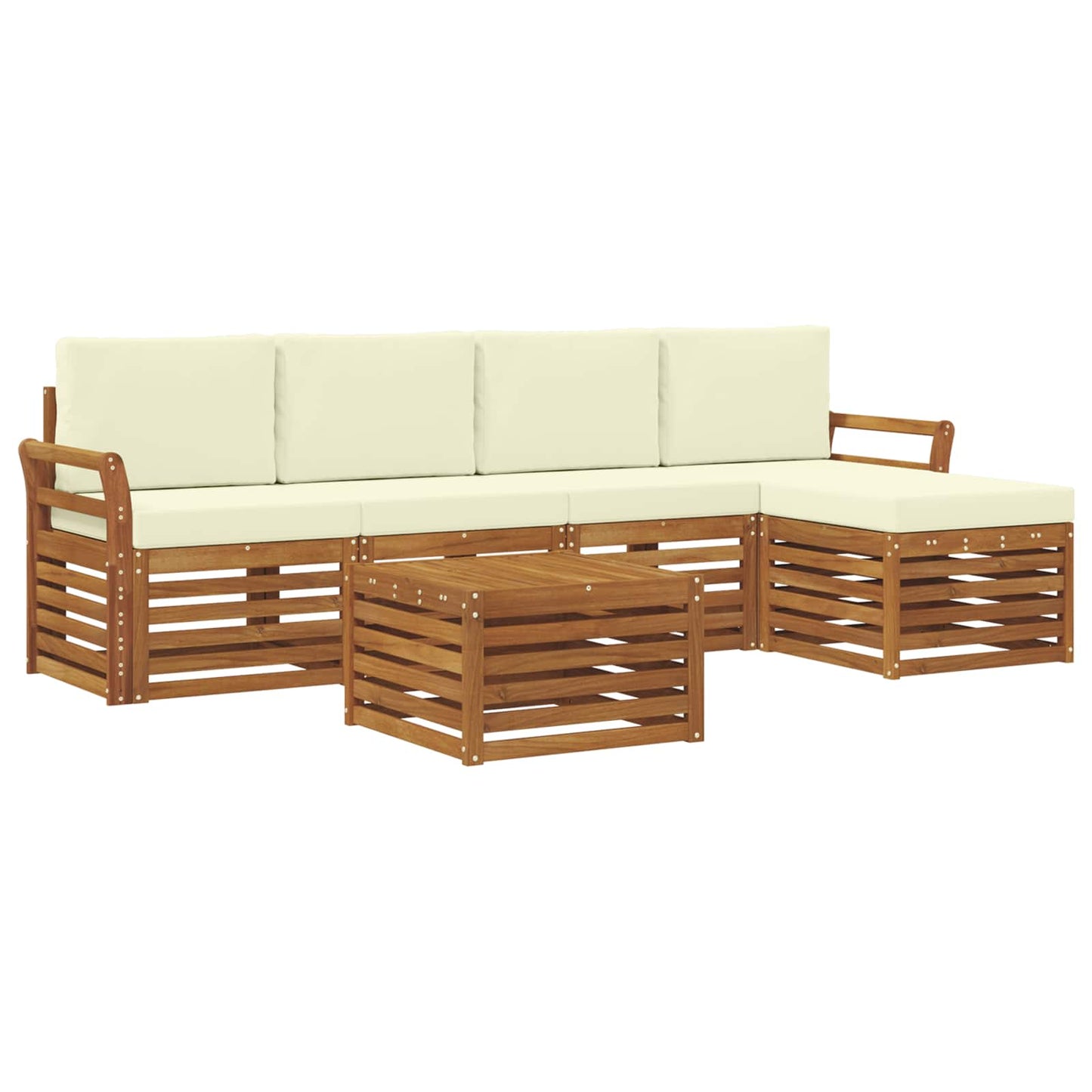 vidaXL Σειρά Καναπέ Εξωτερικού με μαξιλάρι 6 pcs Φυσικό και Κρέμα