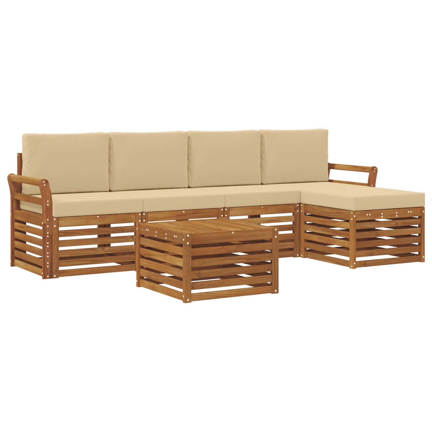 vidaXL Σειρά Καναπέ Εξωτερικού με μαξιλάρι 6 pcs Φυσικό και Μπεζ