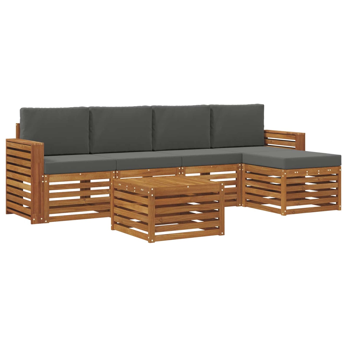 vidaXL Σειρά Καναπέ Εξωτερικού με μαξιλάρι 6 pcs Φυσικό και Ανθρακί