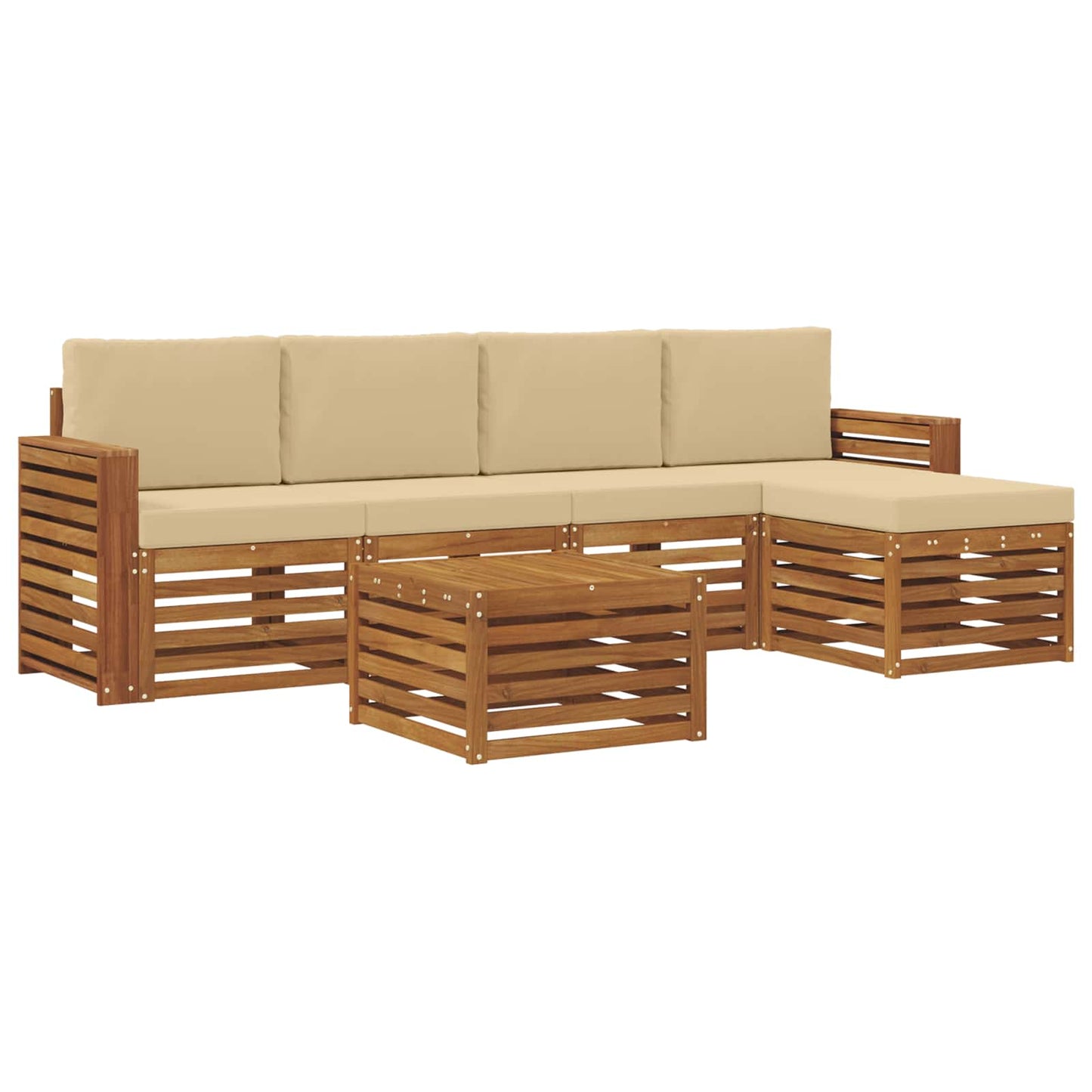 vidaXL Σειρά Καναπέ Εξωτερικού με μαξιλάρι 6 pcs Φυσικό και Μπεζ