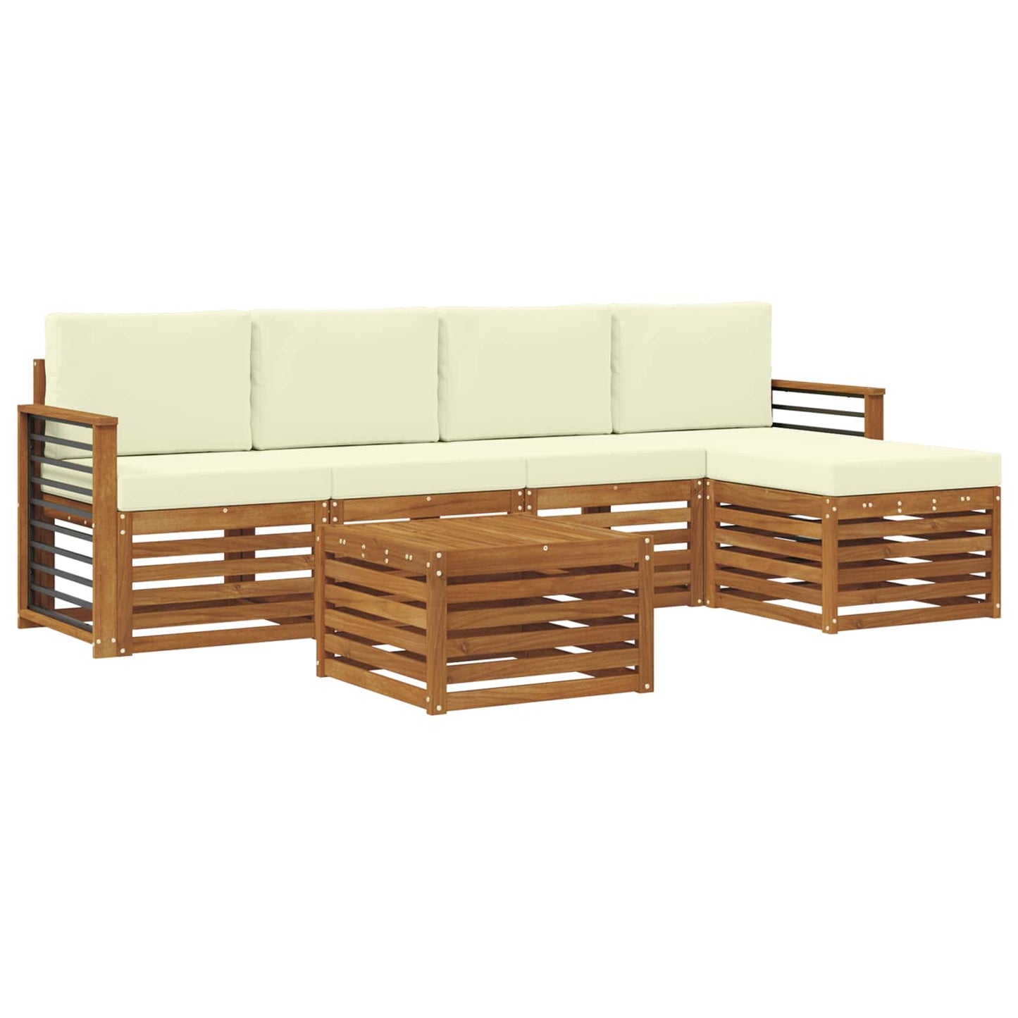 vidaXL Σειρά Καναπέ Εξωτερικού με μαξιλάρι 6 pcs Φυσικό και Κρέμα