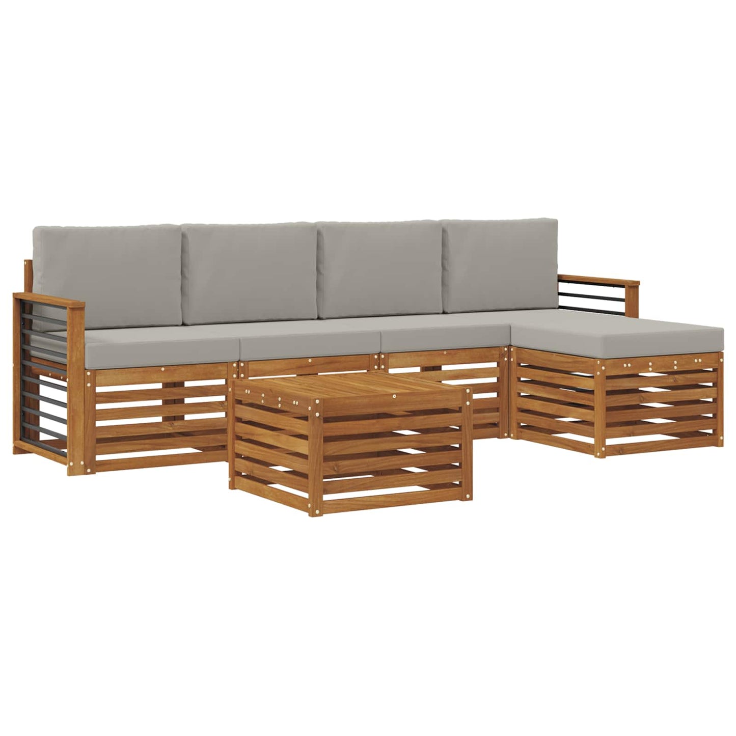 vidaXL Σειρά Καναπέ Εξωτερικού 6 pcs Φυσικό και Ανοιχτό Γκρι