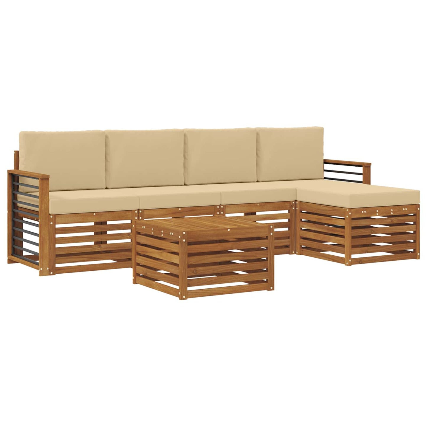 vidaXL Σειρά Καναπέ Εξωτερικού με μαξιλάρι 6 pcs Φυσικό και Μπεζ