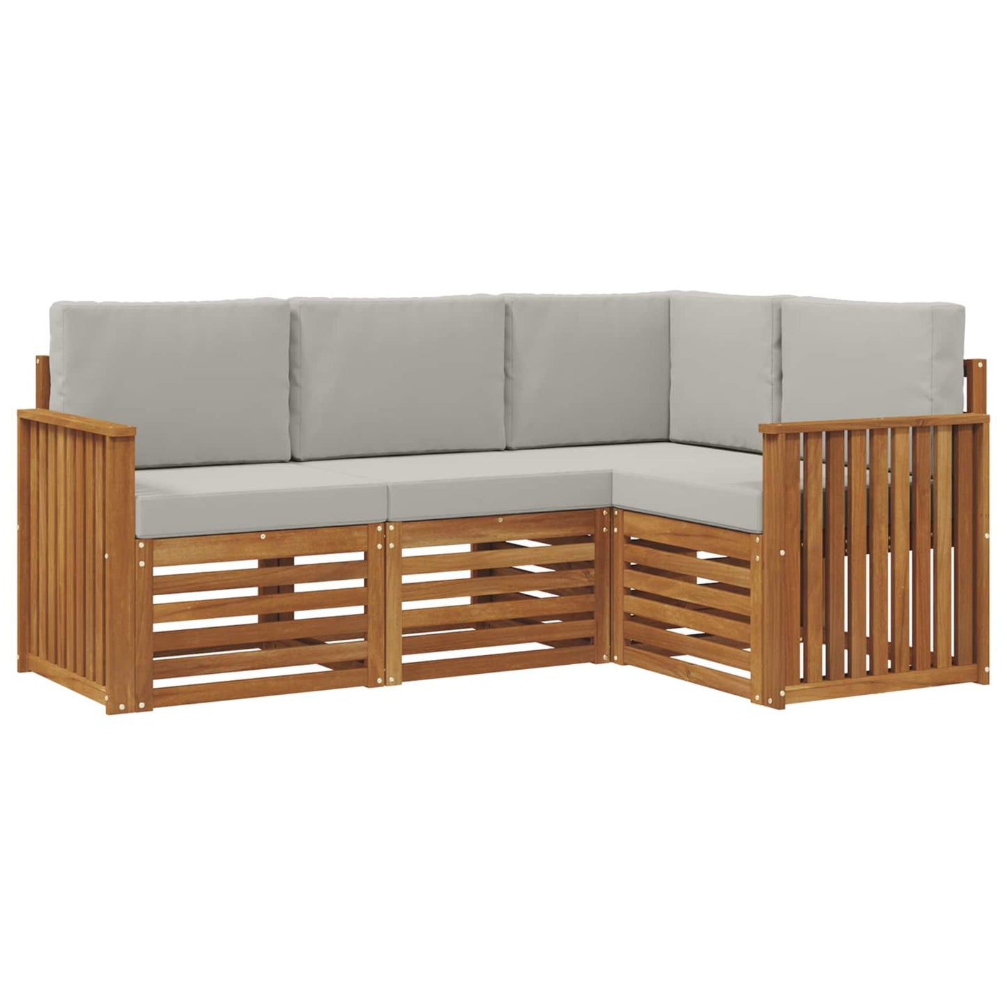 vidaXL Σετ Καναπέ 4 pcs Φυσικό και Ανοιχτό Γκρι Στερεό Ξύλο Ακακίας