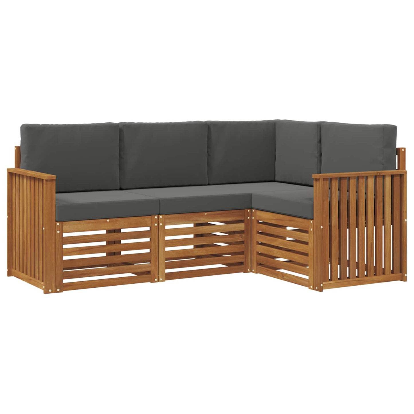vidaXL Σετ Καναπέ 4 pcs Φυσικό και Ανθρακί Στερεό Ξύλο Ακακίας