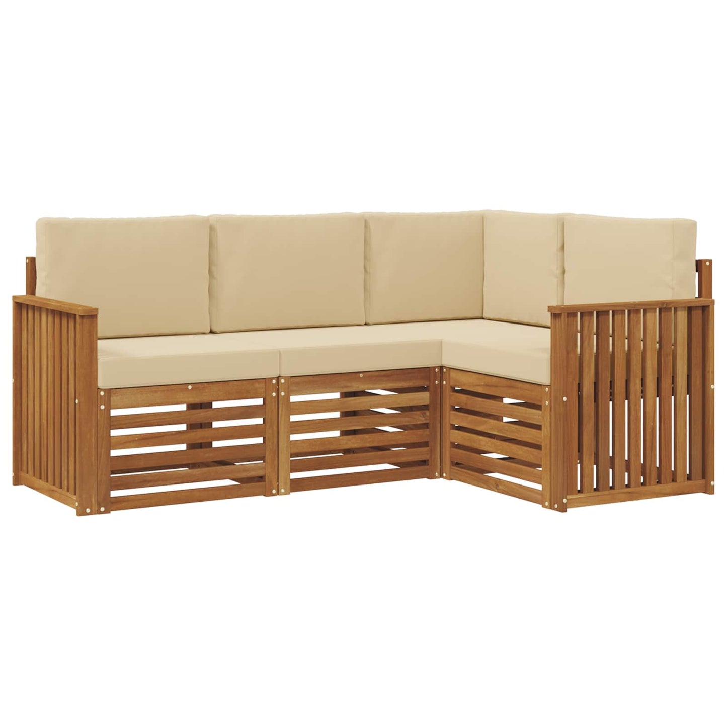 vidaXL Σετ Καναπέ 4 pcs Φυσικό και Μπεζ Στερεό Ξύλο Ακακίας