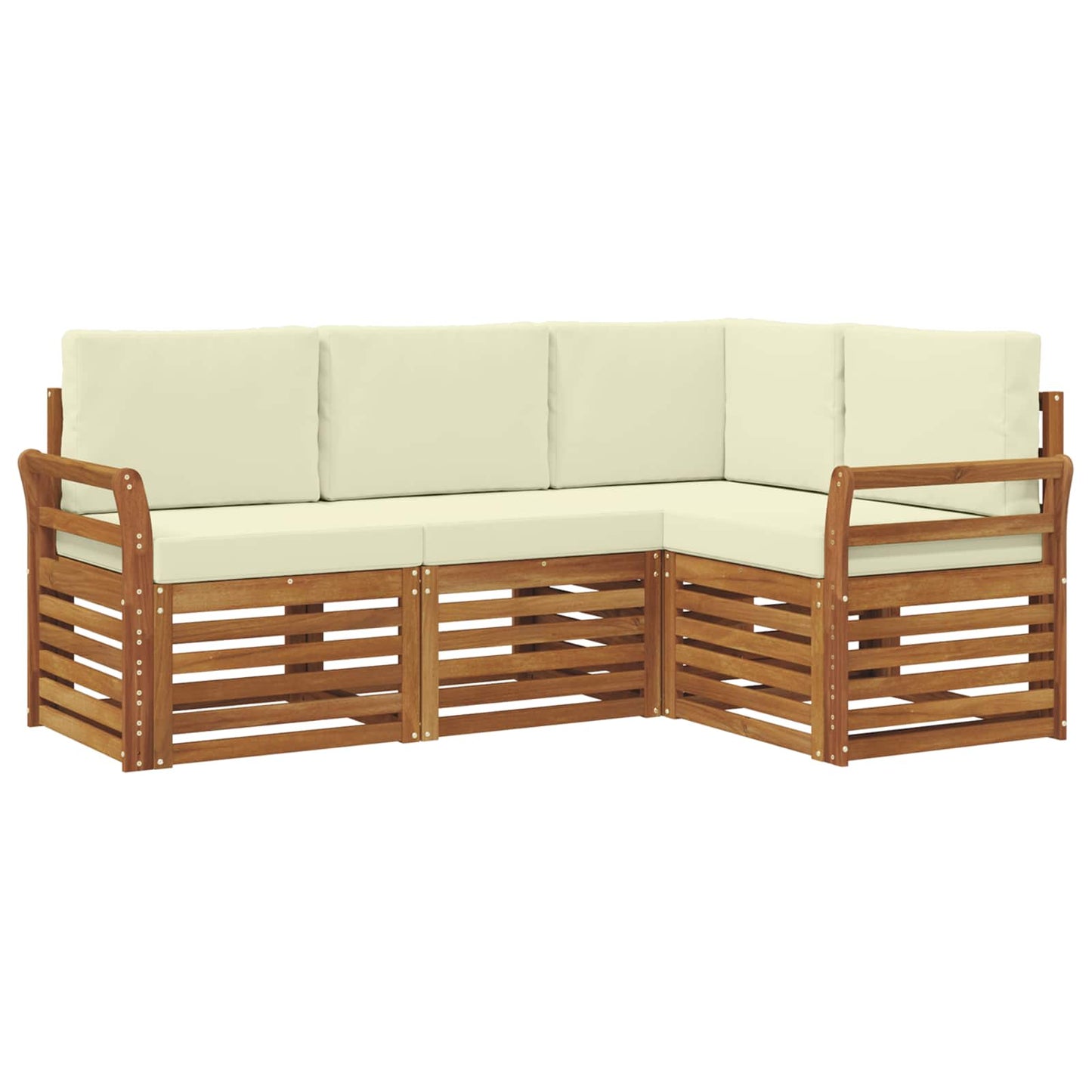 vidaXL Σετ Καναπέ 4 pcs Φυσικό και Κρέμα Στερεό Ξύλο Ακακίας