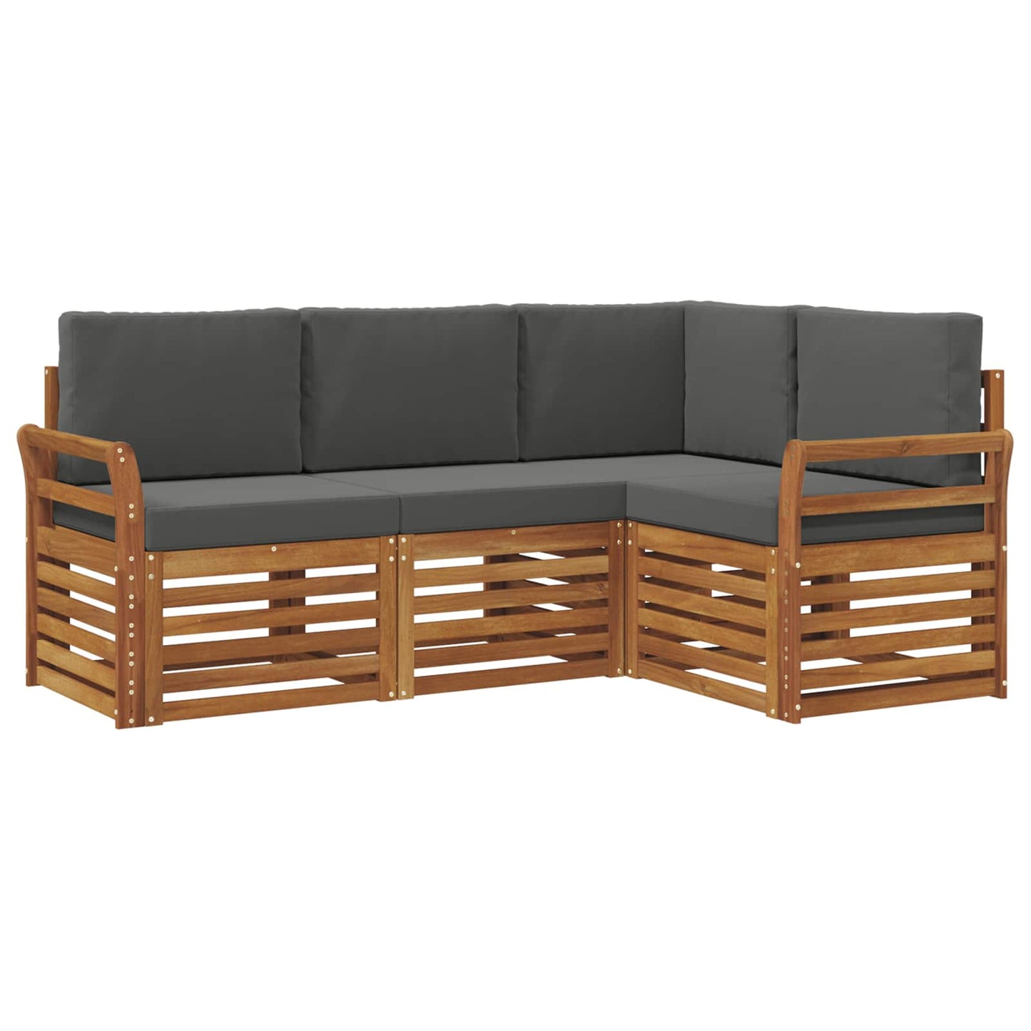 vidaXL Σετ Καναπέ 4 pcs Φυσικό και Ανθρακί Στερεό Ξύλο Ακακίας