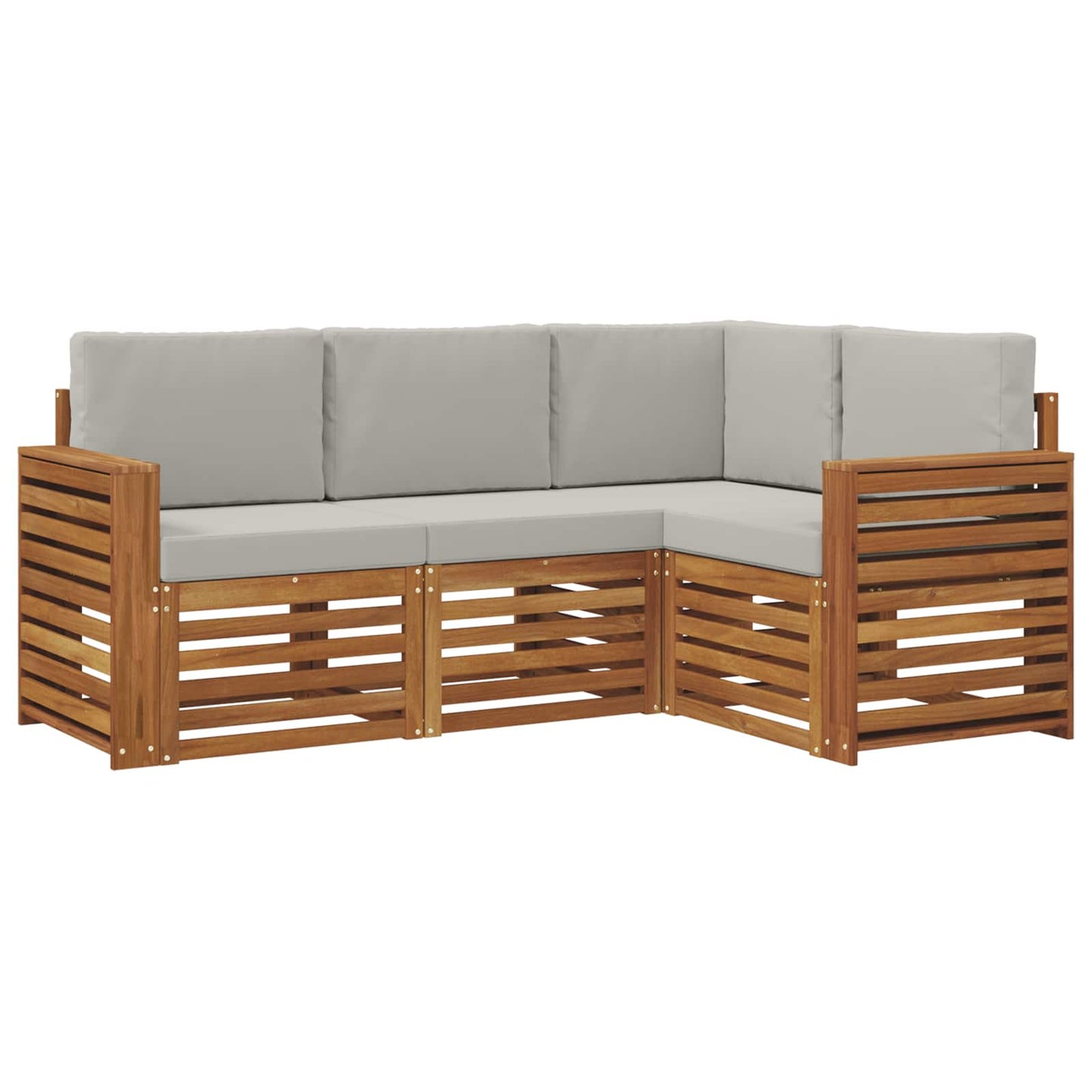 vidaXL Σετ Καναπέ 4 pcs Φυσικό και Ανοιχτό Γκρι Στερεό Ξύλο Ακακίας