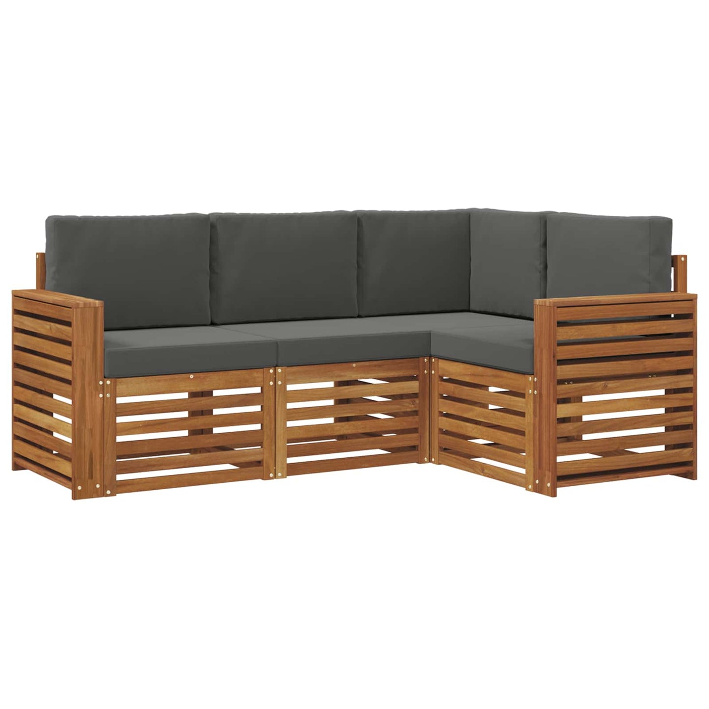 vidaXL Σετ Καναπέ 4 pcs Φυσικό και Ανθρακί Στερεό Ξύλο Ακακίας
