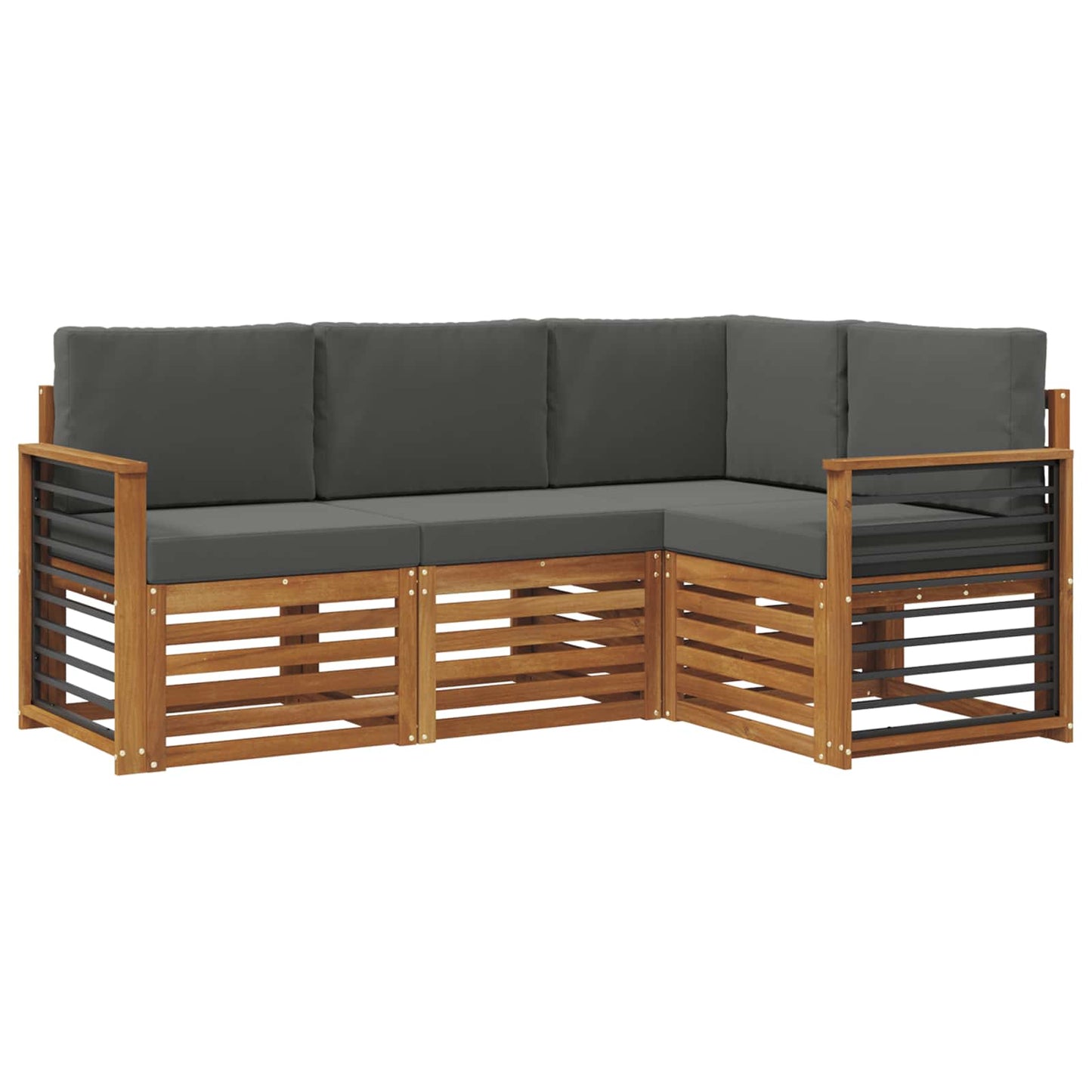 vidaXL Σετ Καναπέ 4 pcs Φυσικό και Ανθρακί Στερεό Ξύλο Ακακίας