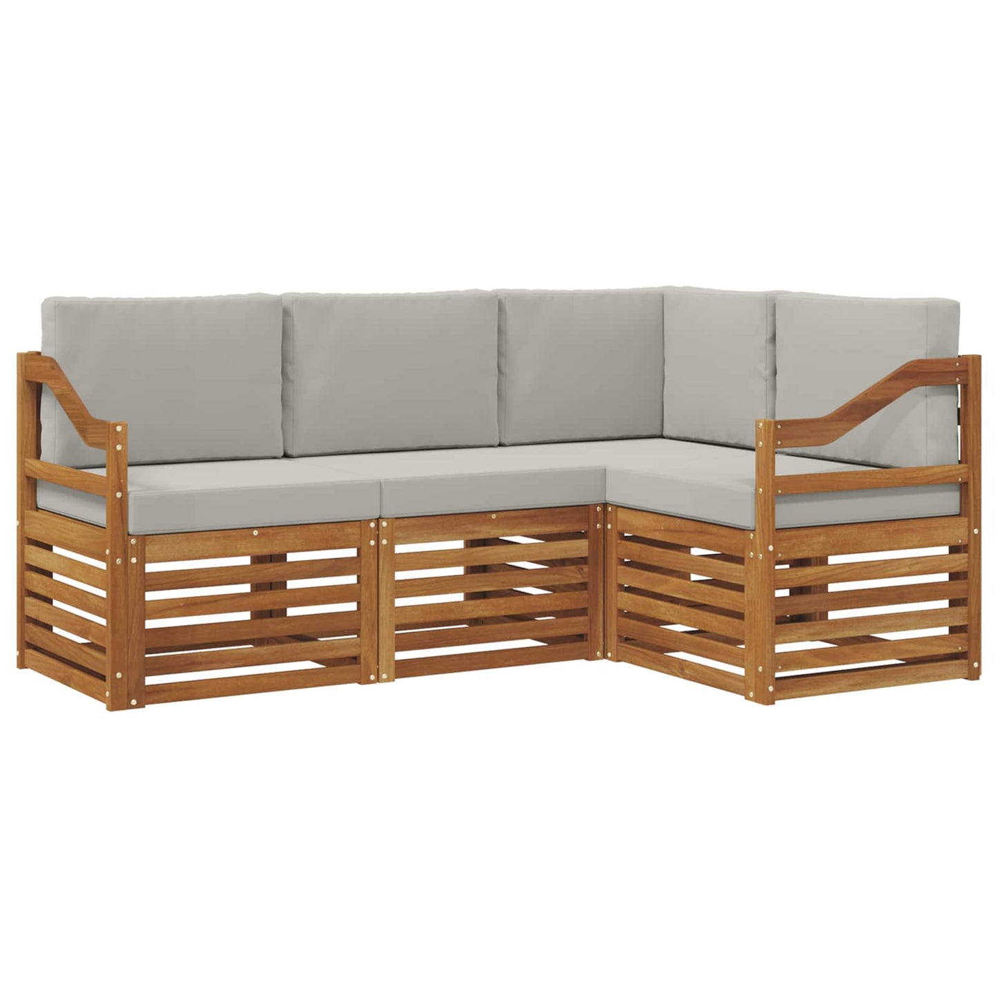 vidaXL Σετ Καναπέ 4 pcs Φυσικό και Ανοιχτό Γκρι Στερεό Ξύλο Ακακίας