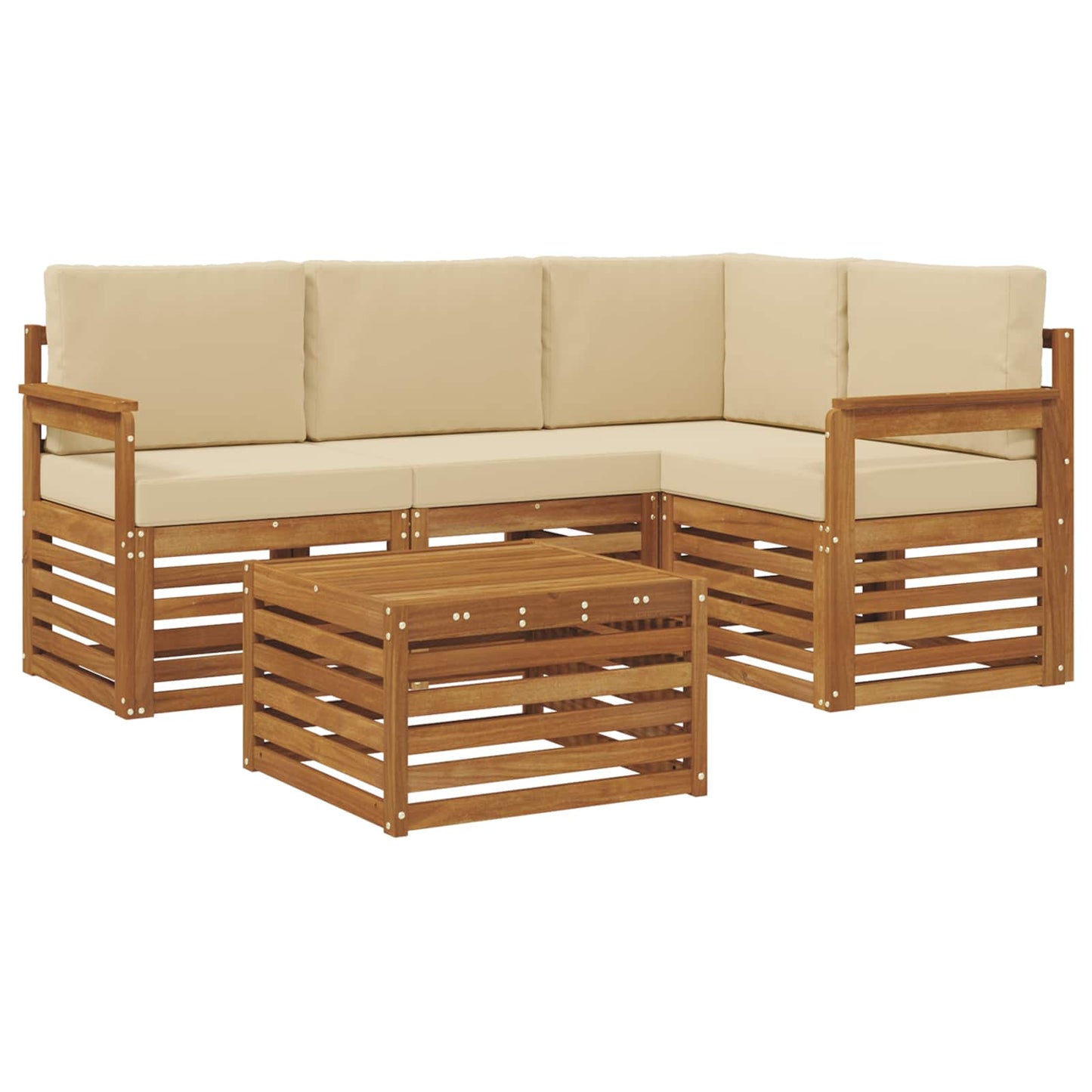 vidaXL Σειρά Καναπέ Εξωτερικού με μαξιλάρι 5 pcs Φυσικό και Μπεζ