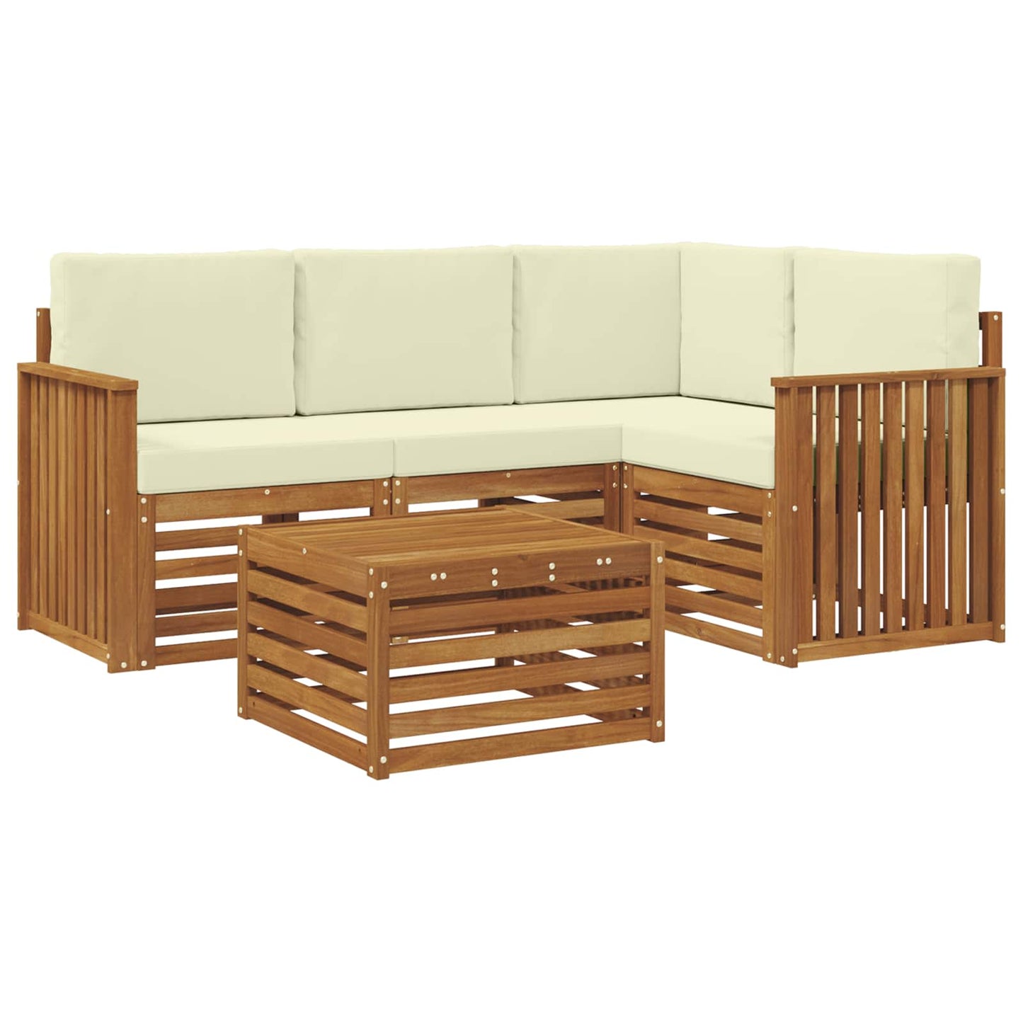 vidaXL Σειρά Καναπέ Εξωτερικού με μαξιλάρι 5 pcs Φυσικό και Κρέμα