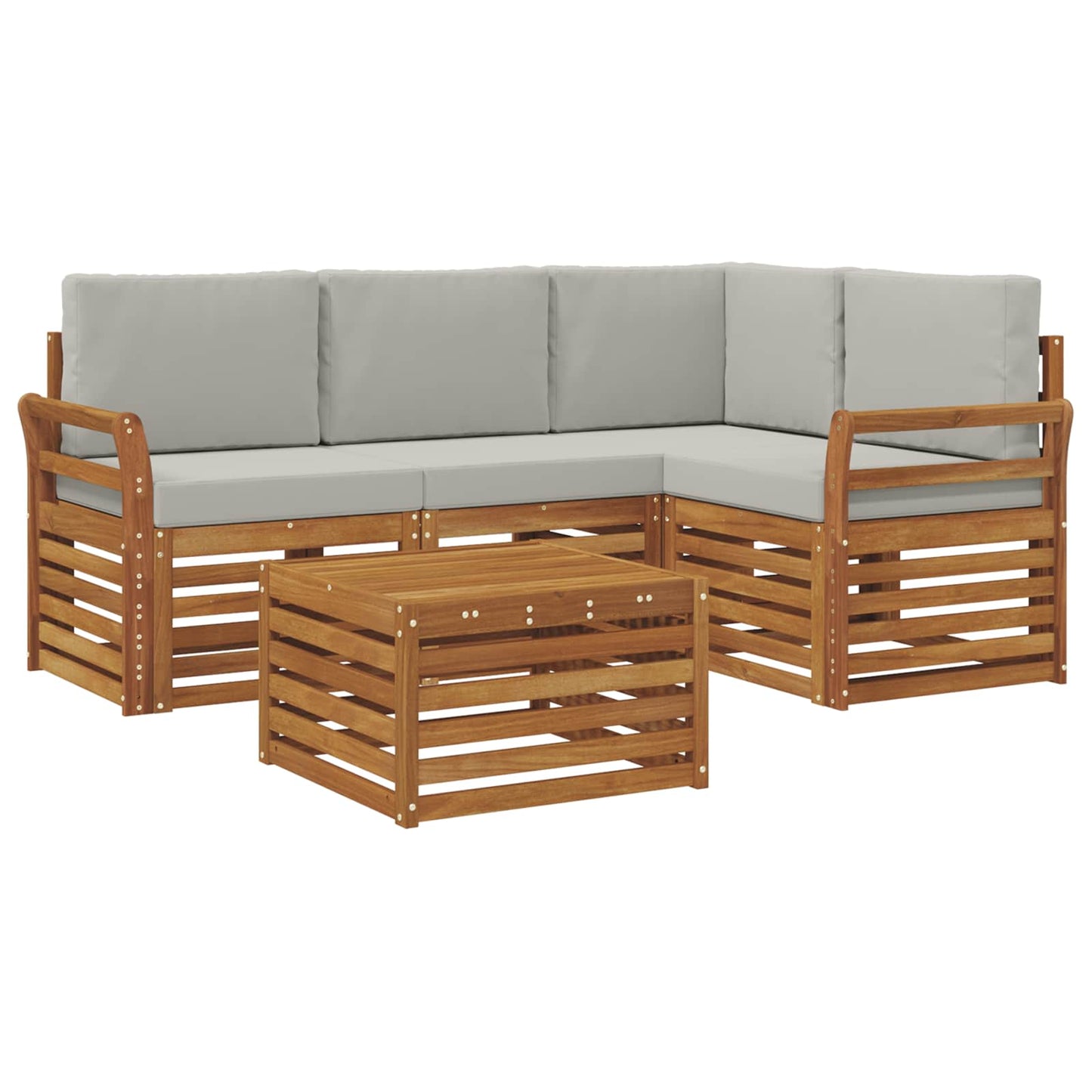 vidaXL Σειρά Καναπέ Εξωτερικού 5 pcs Φυσικό και Ανοιχτό Γκρι