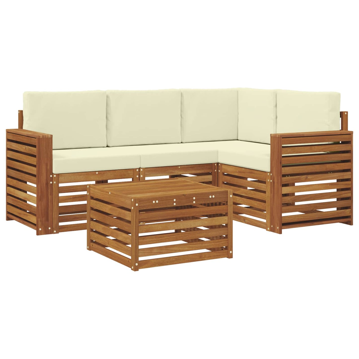 vidaXL Σειρά Καναπέ Εξωτερικού με μαξιλάρι 5 pcs Φυσικό και Κρέμα