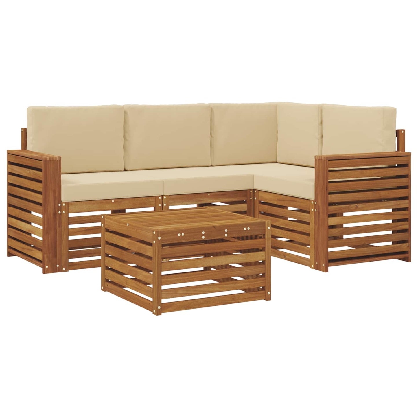 vidaXL Σειρά Καναπέ Εξωτερικού με μαξιλάρι 5 pcs Φυσικό και Μπεζ