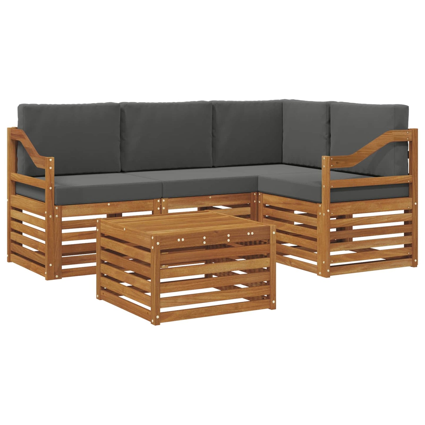 vidaXL Σειρά Καναπέ Εξωτερικού με μαξιλάρι 5 pcs Φυσικό και Ανθρακί
