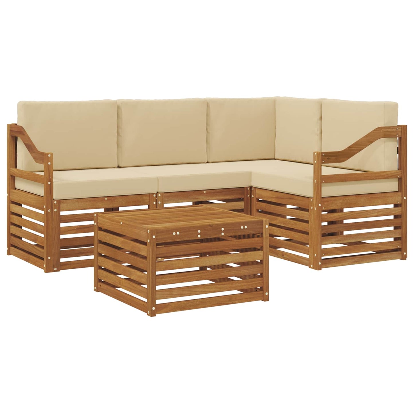 vidaXL Σειρά Καναπέ Εξωτερικού με μαξιλάρι 5 pcs Φυσικό και Μπεζ