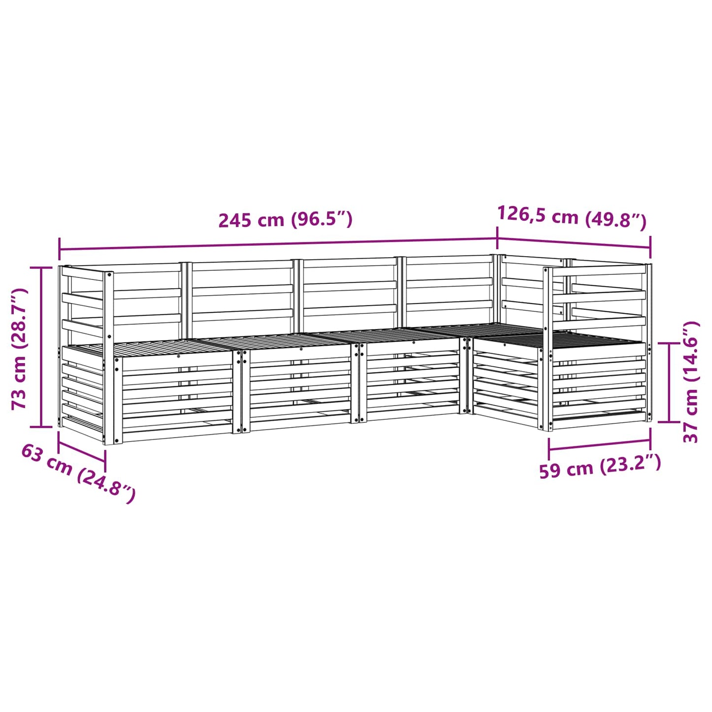 vidaXL Σαλονάκι Γωνιακού Καναπέ 5 pcs Φυσικό