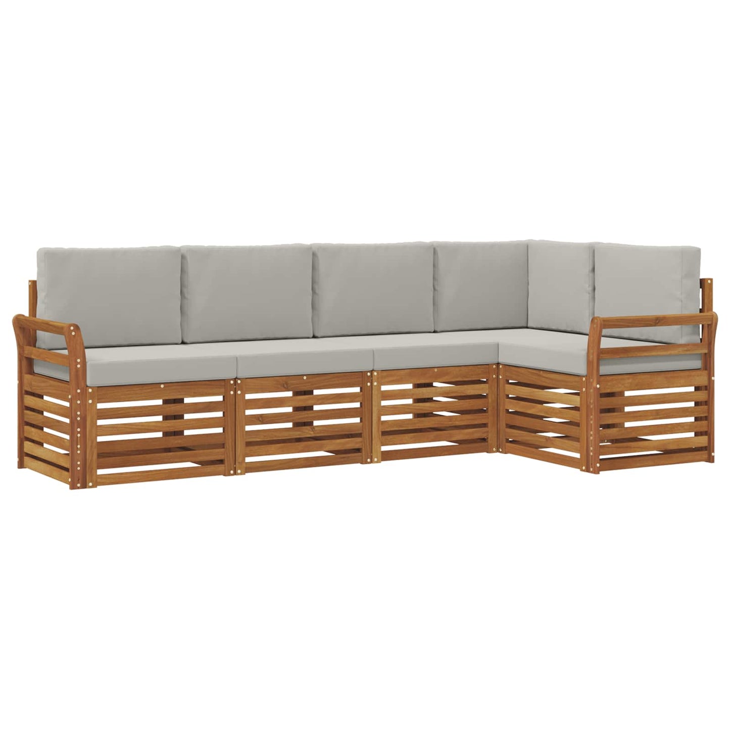 vidaXL Σαλονάκι Γωνιακού Καναπέ 5 pcs Φυσικό και Ανοιχτό Γκρι
