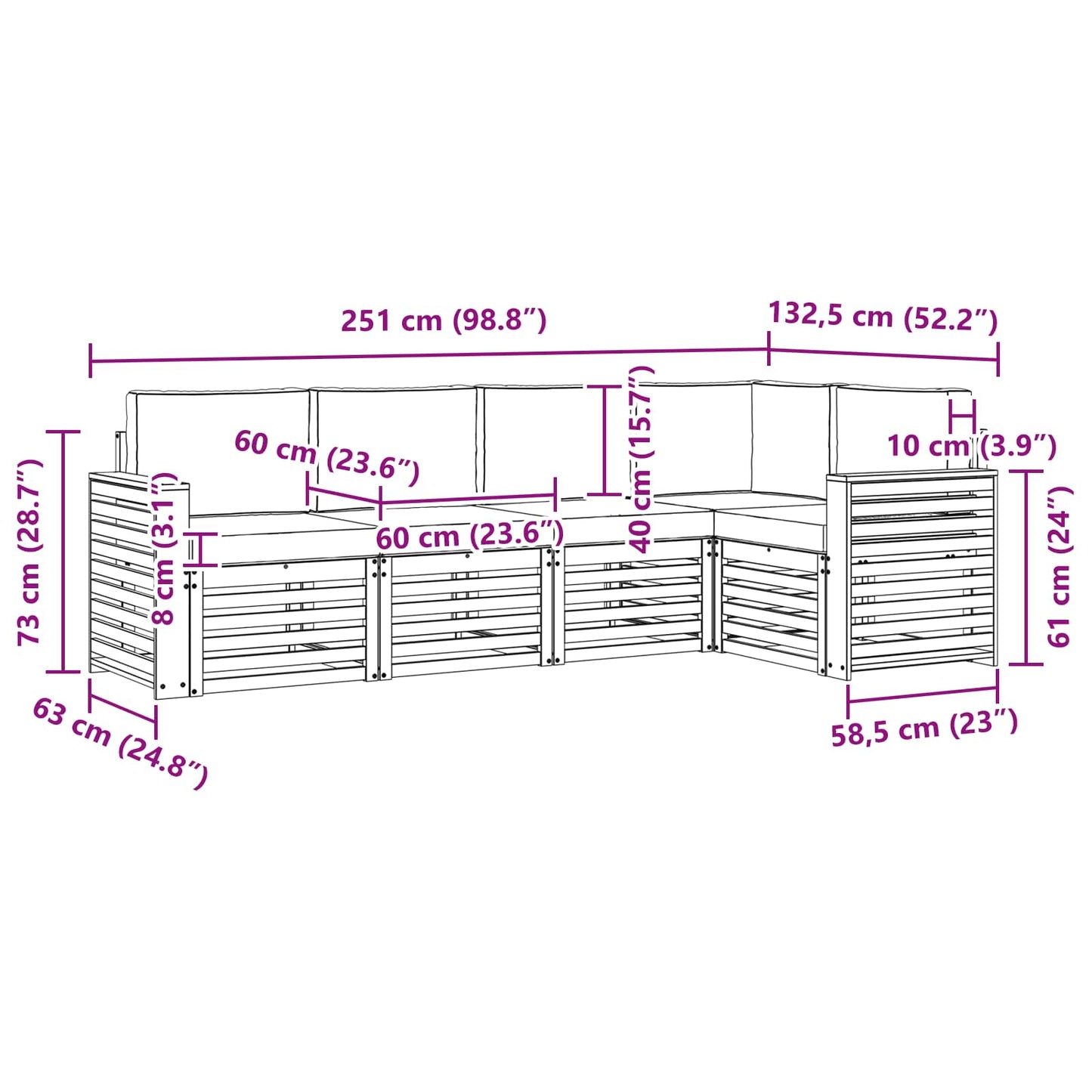 vidaXL Σαλονάκι Γωνιακού Καναπέ με μαξιλάρι 5 pcs Φυσικό και Μπεζ