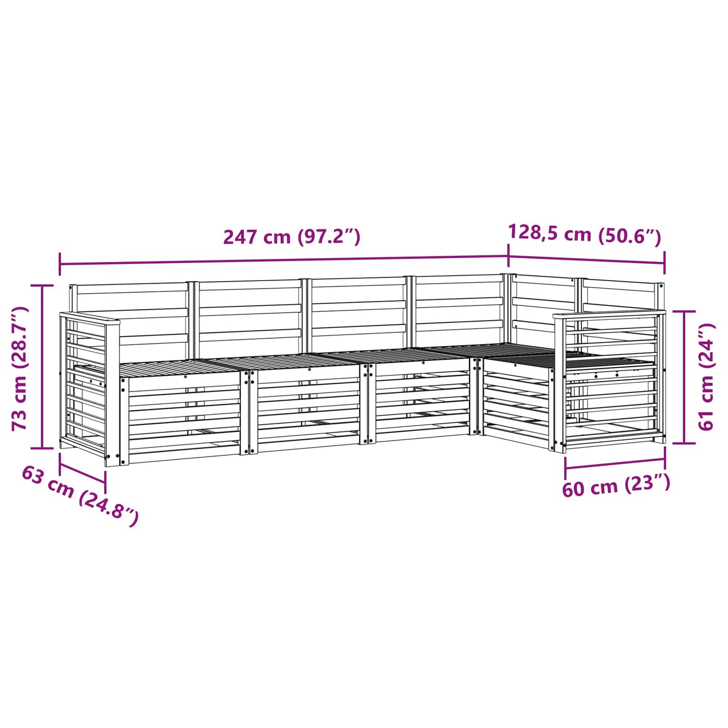 vidaXL Σετ Καναπέ 5 pcs Φυσικό Στερεό Ξύλο Ακακίας