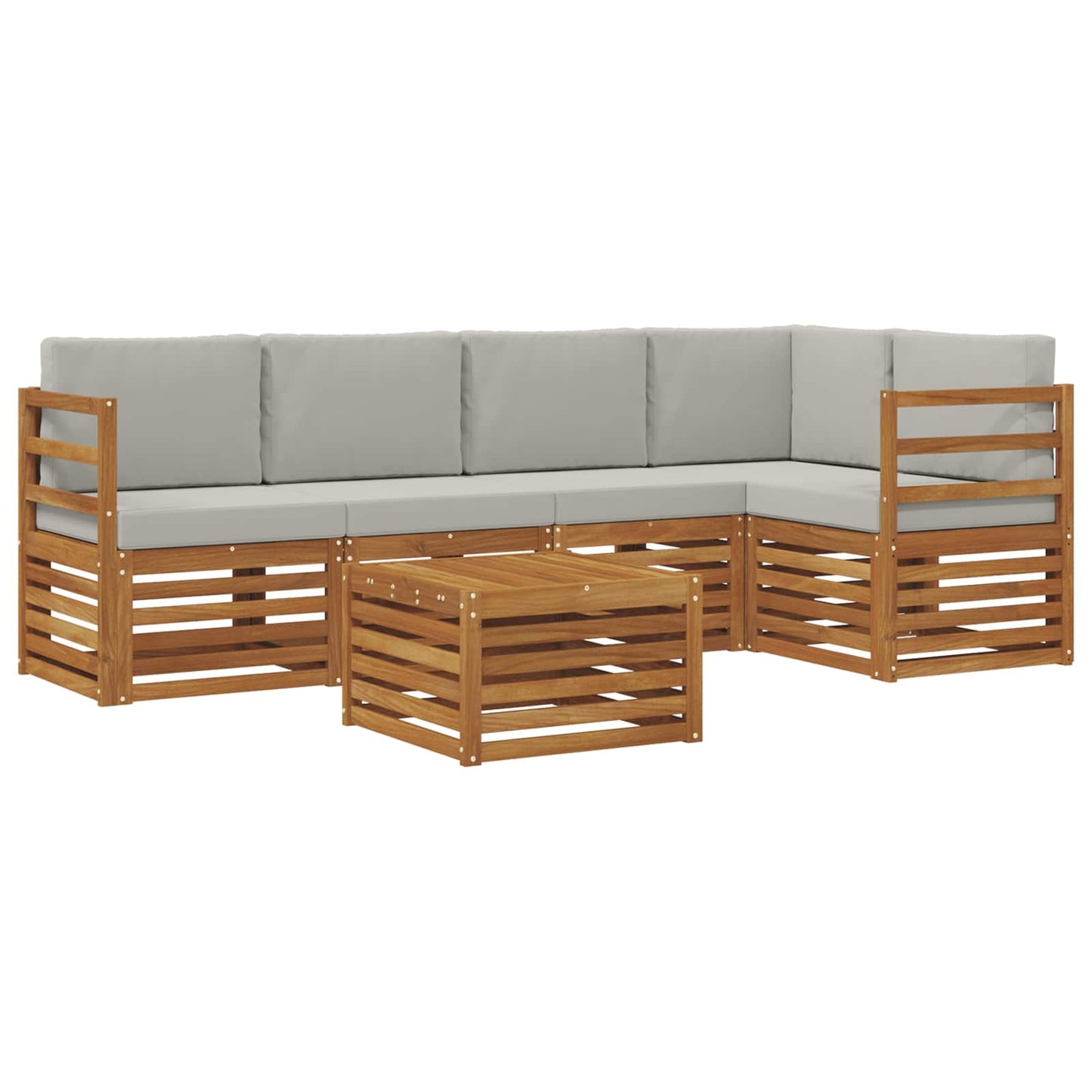 vidaXL Σαλονάκι Γωνιακού Καναπέ 6 pcs Φυσικό και Ανοιχτό Γκρι