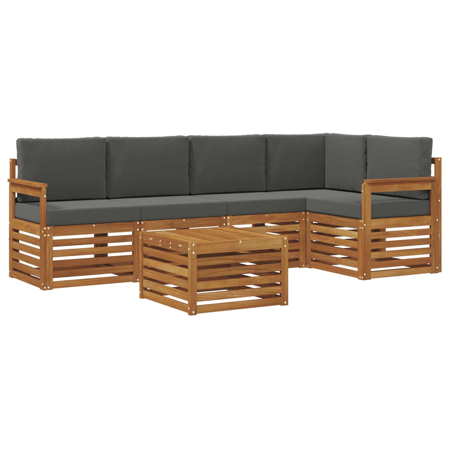 vidaXL Σαλονάκι Γωνιακού Καναπέ με μαξιλάρι 6 pcs Φυσικό και Ανθρακί