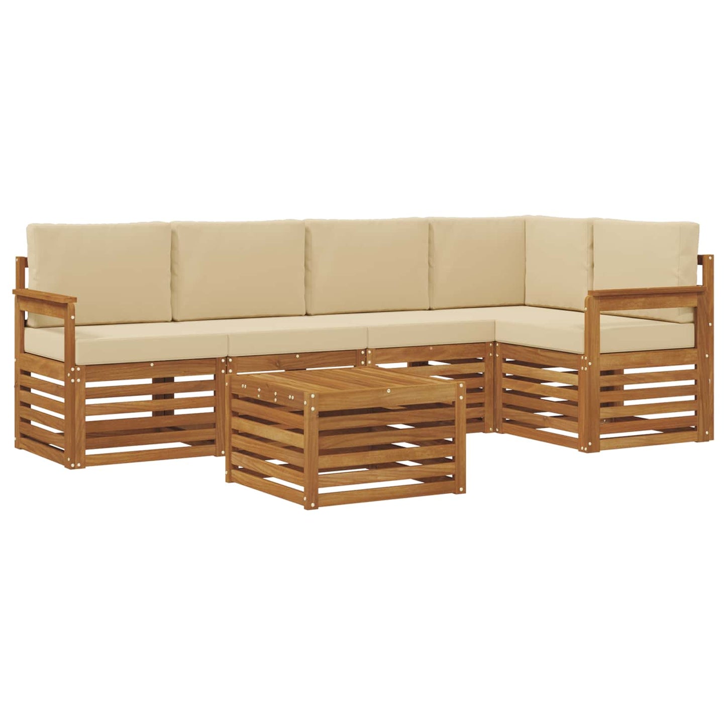 vidaXL Σαλονάκι Γωνιακού Καναπέ με μαξιλάρι 6 pcs Φυσικό και Μπεζ