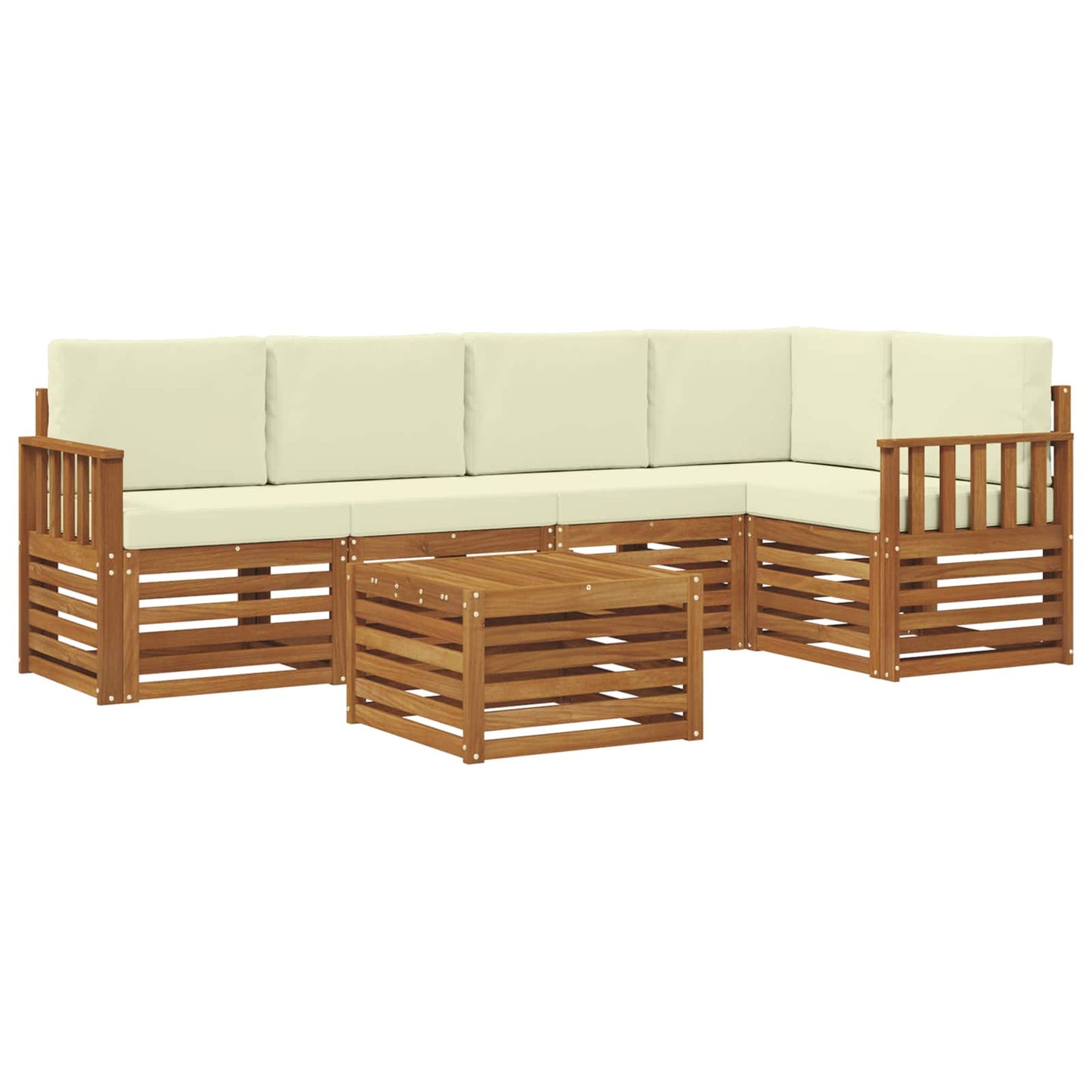 vidaXL Σαλονάκι Γωνιακού Καναπέ με μαξιλάρι 6 pcs Φυσικό και Κρέμα