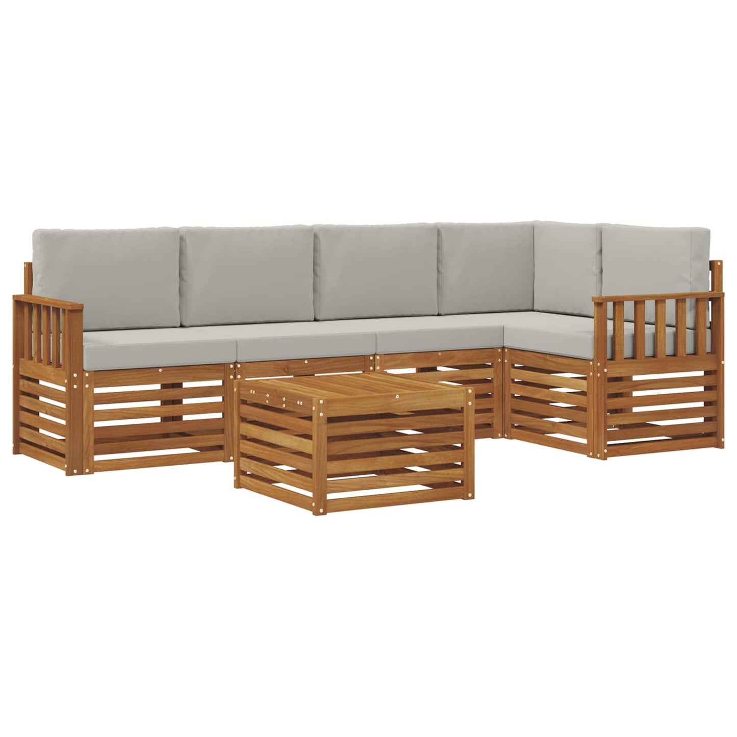 vidaXL Σαλονάκι Γωνιακού Καναπέ 6 pcs Φυσικό και Ανοιχτό Γκρι