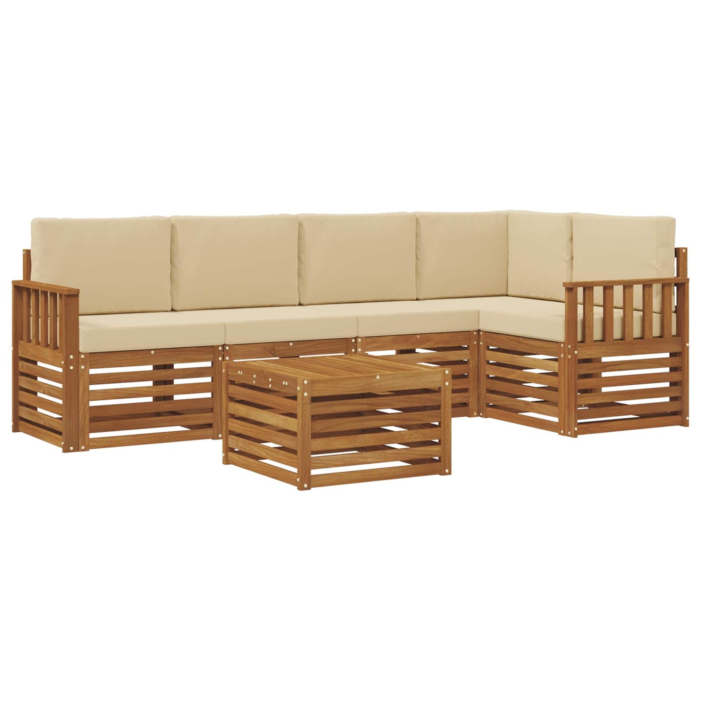 vidaXL Σαλονάκι Γωνιακού Καναπέ με μαξιλάρι 6 pcs Φυσικό και Μπεζ