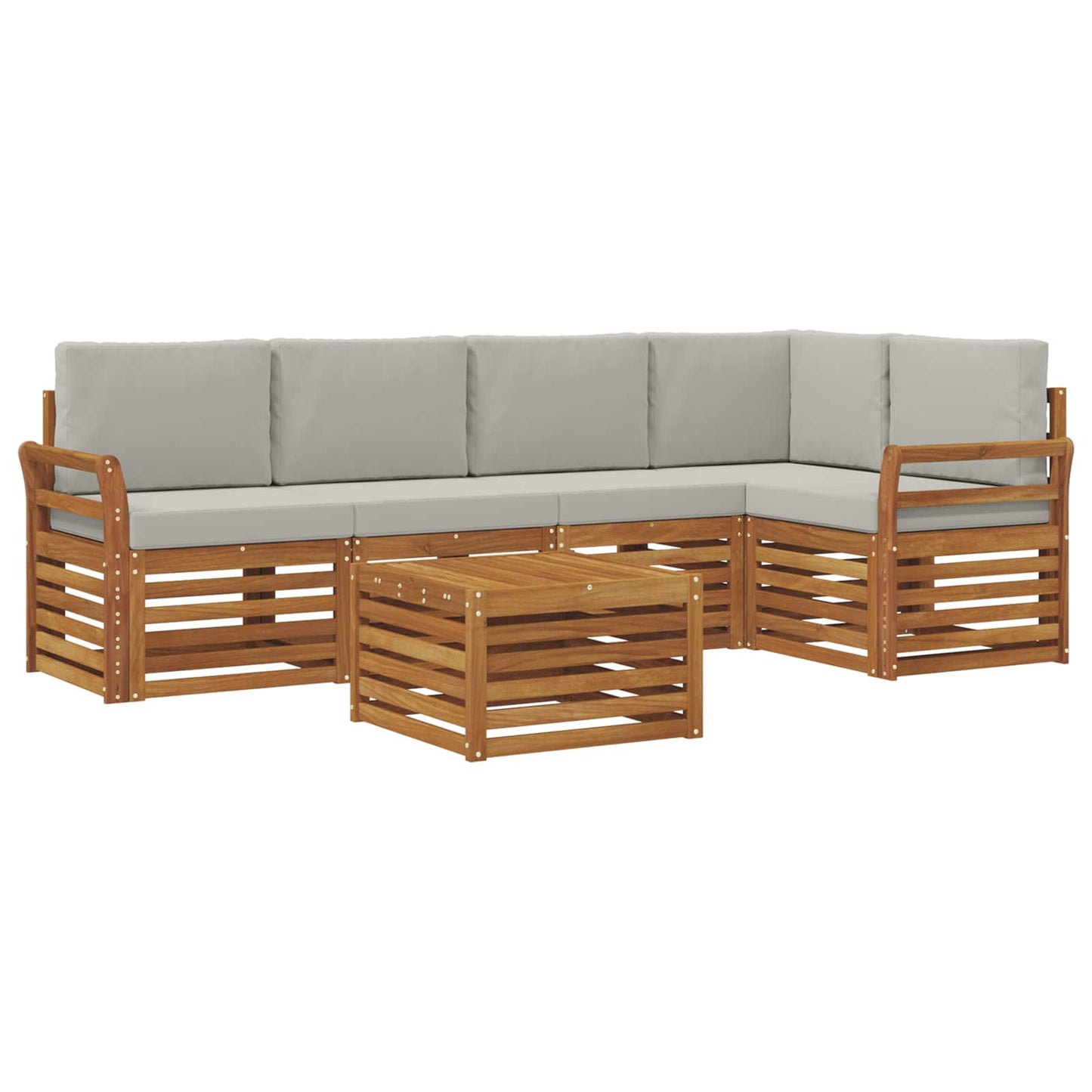 vidaXL Σαλονάκι Γωνιακού Καναπέ 6 pcs Φυσικό και Ανοιχτό Γκρι