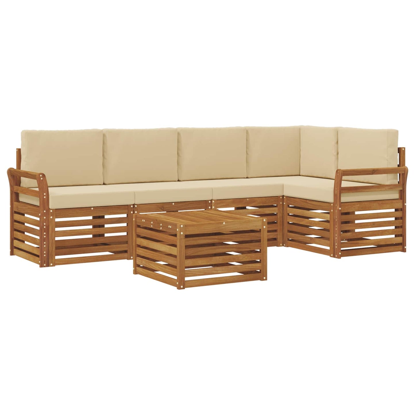 vidaXL Σαλονάκι Γωνιακού Καναπέ με μαξιλάρι 6 pcs Φυσικό και Μπεζ