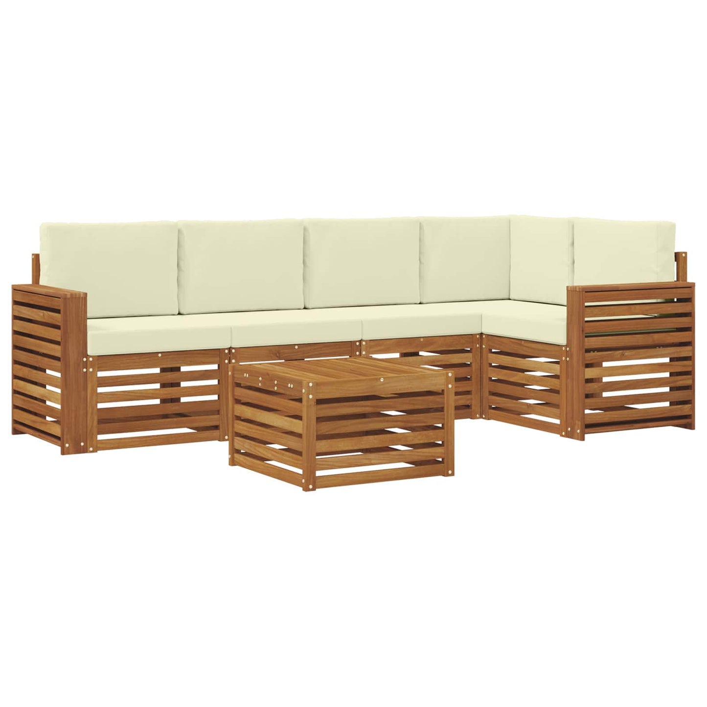 vidaXL Σαλονάκι Γωνιακού Καναπέ με μαξιλάρι 6 pcs Φυσικό και Κρέμα