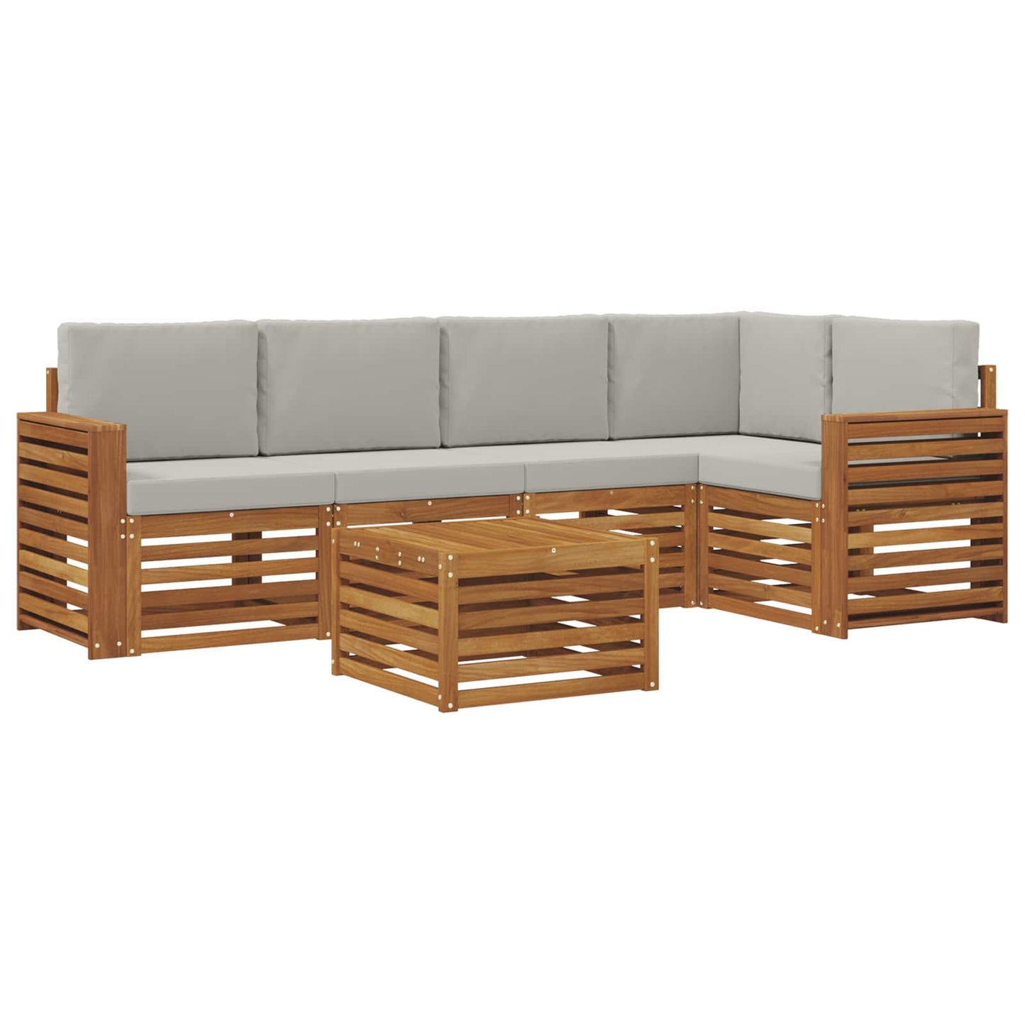 vidaXL Σαλονάκι Γωνιακού Καναπέ 6 pcs Φυσικό και Ανοιχτό Γκρι