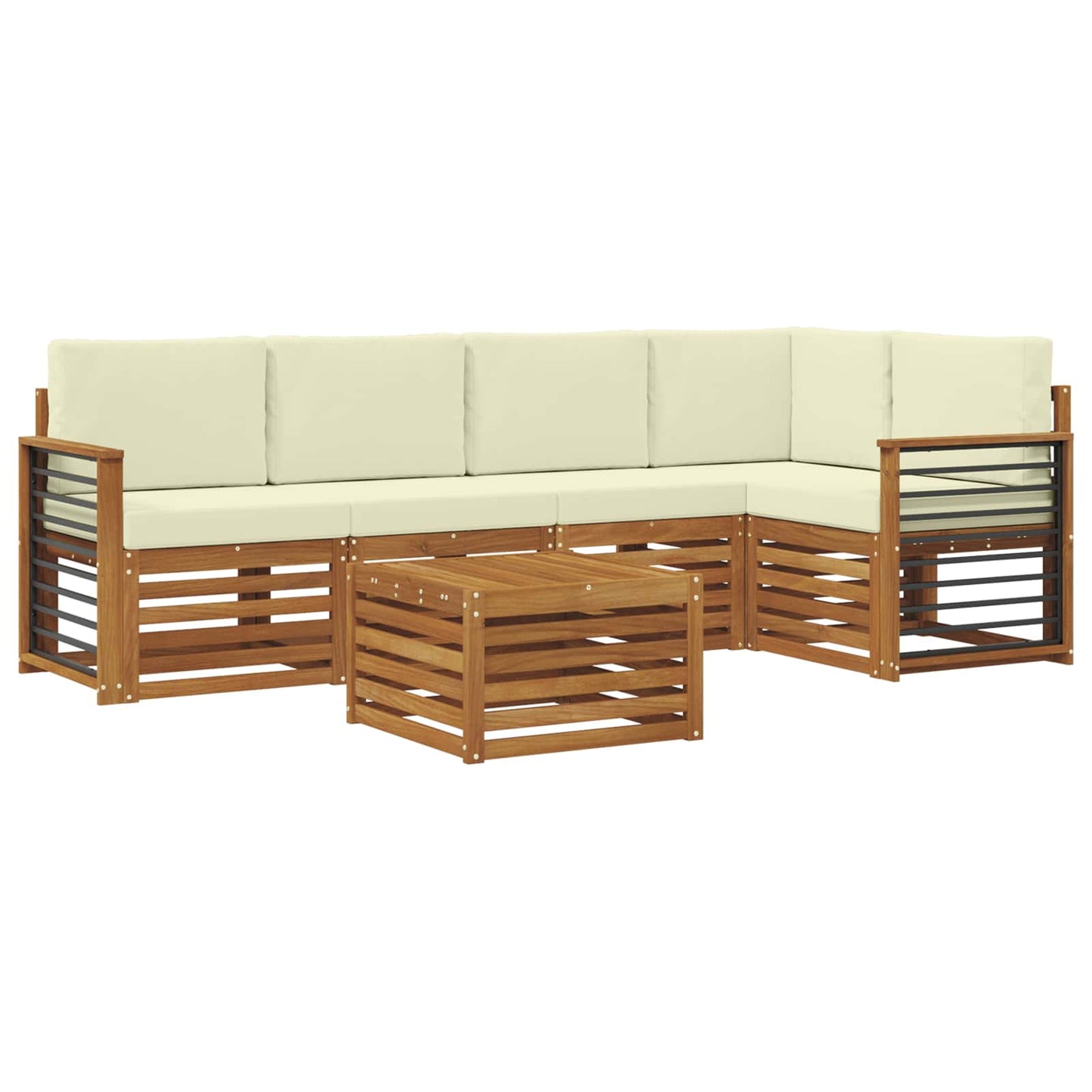 vidaXL Σαλονάκι Γωνιακού Καναπέ με μαξιλάρι 6 pcs Φυσικό και Κρέμα