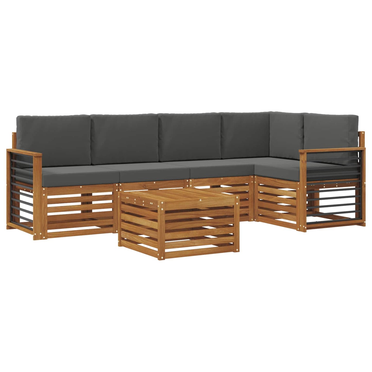 vidaXL Σαλονάκι Γωνιακού Καναπέ με μαξιλάρι 6 pcs Φυσικό και Ανθρακί