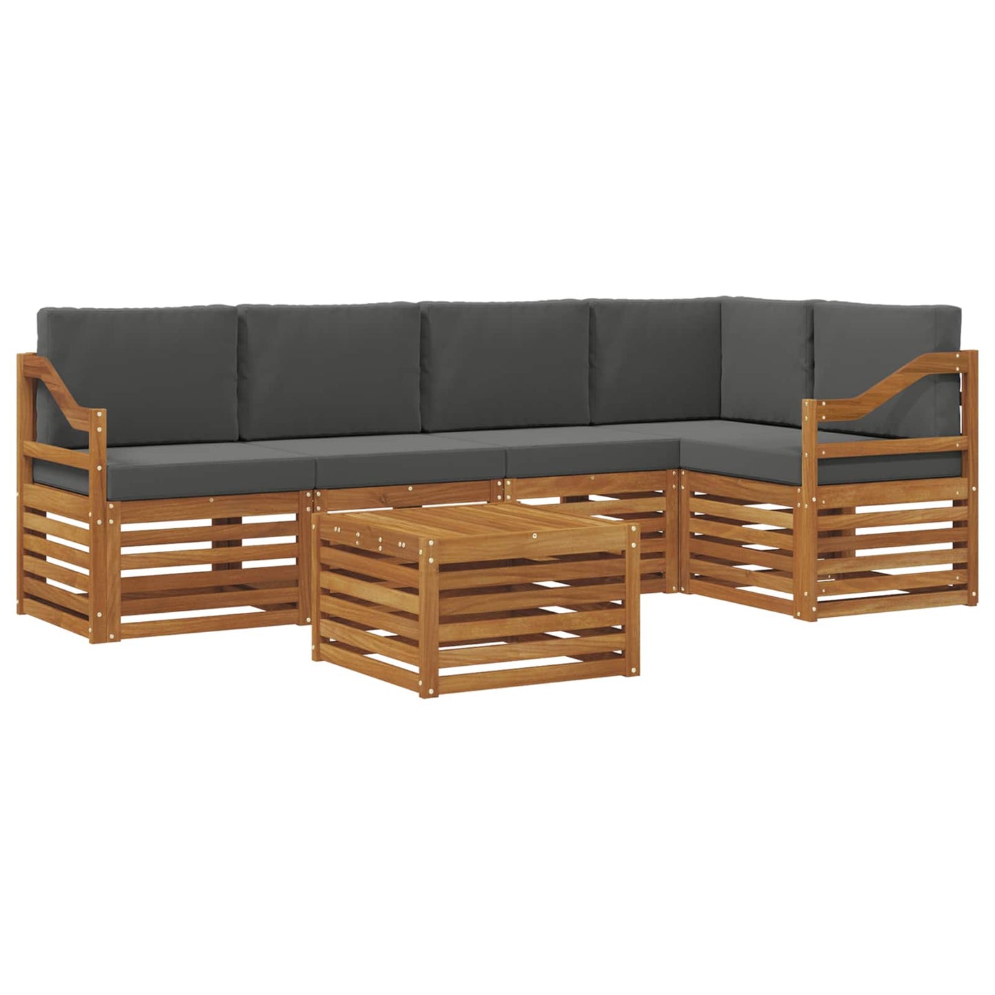 vidaXL Σαλονάκι Γωνιακού Καναπέ με μαξιλάρι 6 pcs Φυσικό και Ανθρακί