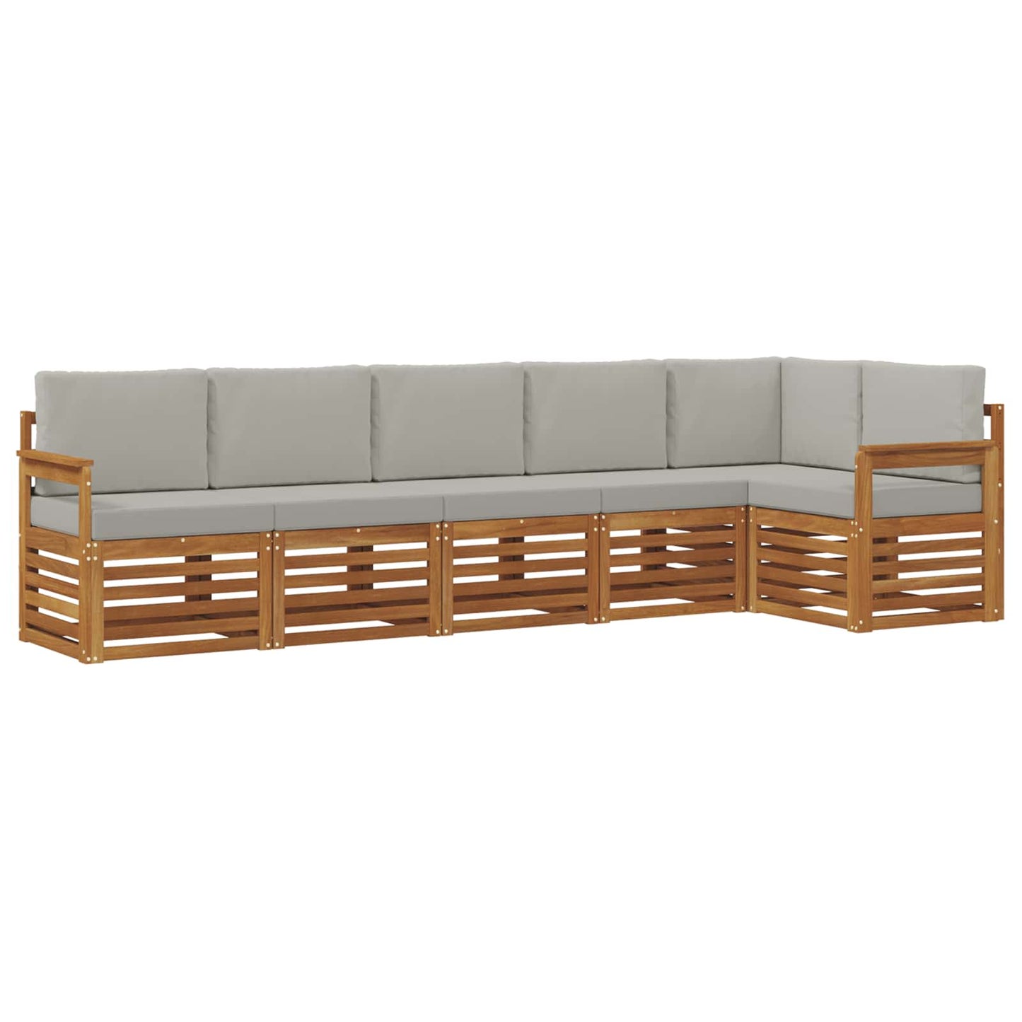 vidaXL Σαλονάκι Γωνιακού Καναπέ 6 pcs Φυσικό και Ανοιχτό Γκρι