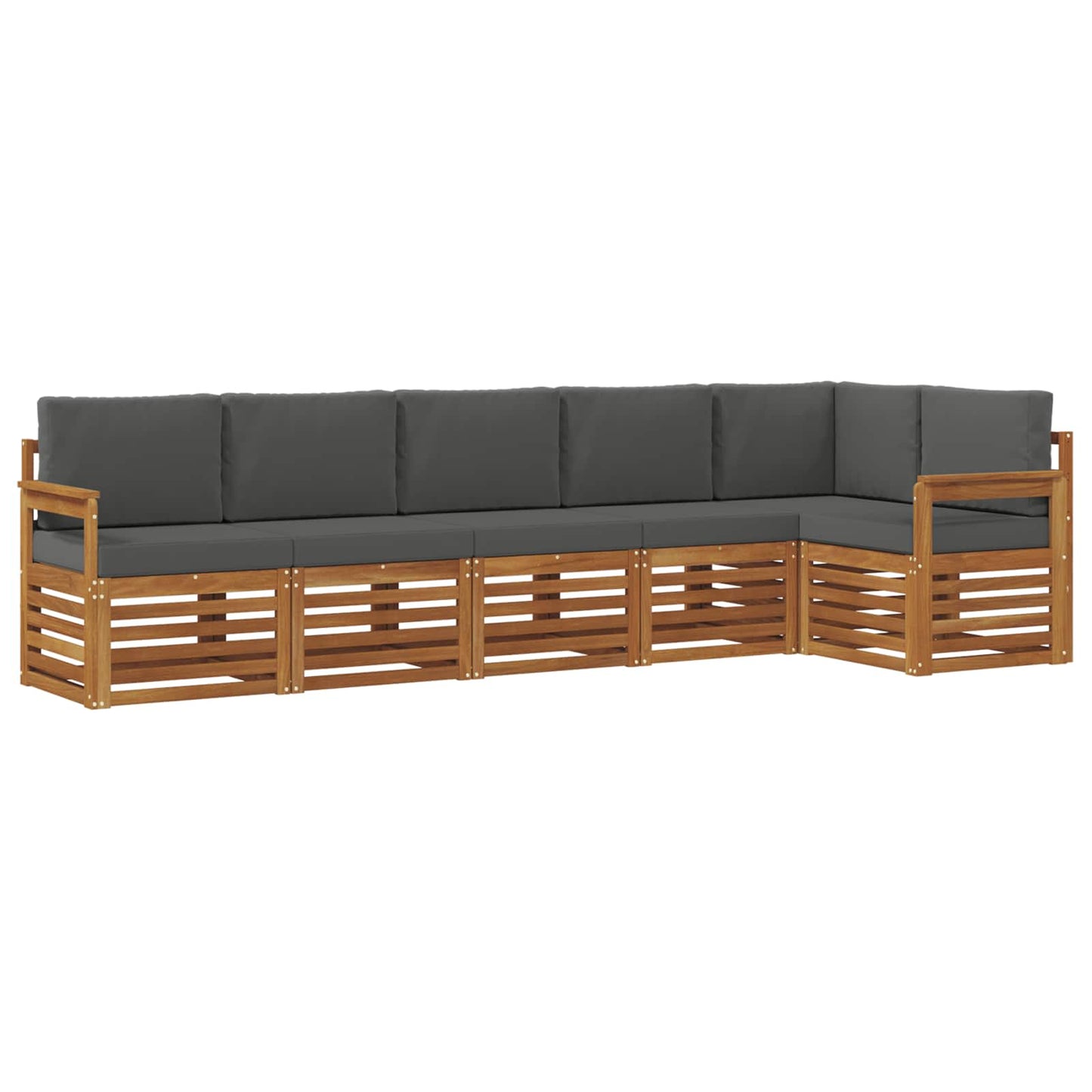 vidaXL Σαλονάκι Γωνιακού Καναπέ με μαξιλάρι 6 pcs Φυσικό και Ανθρακί