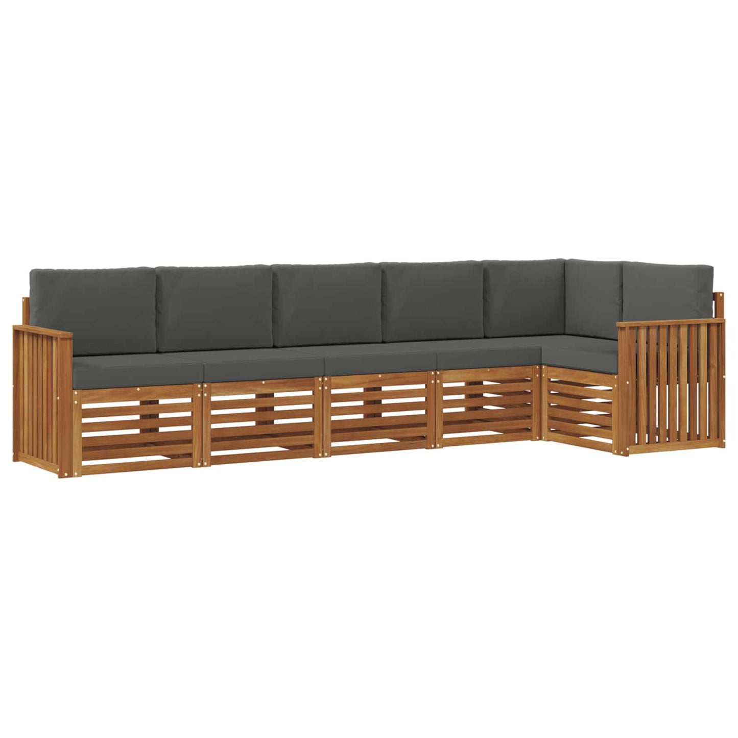 vidaXL Σαλονάκι Γωνιακού Καναπέ με μαξιλάρι 6 pcs Φυσικό και Ανθρακί